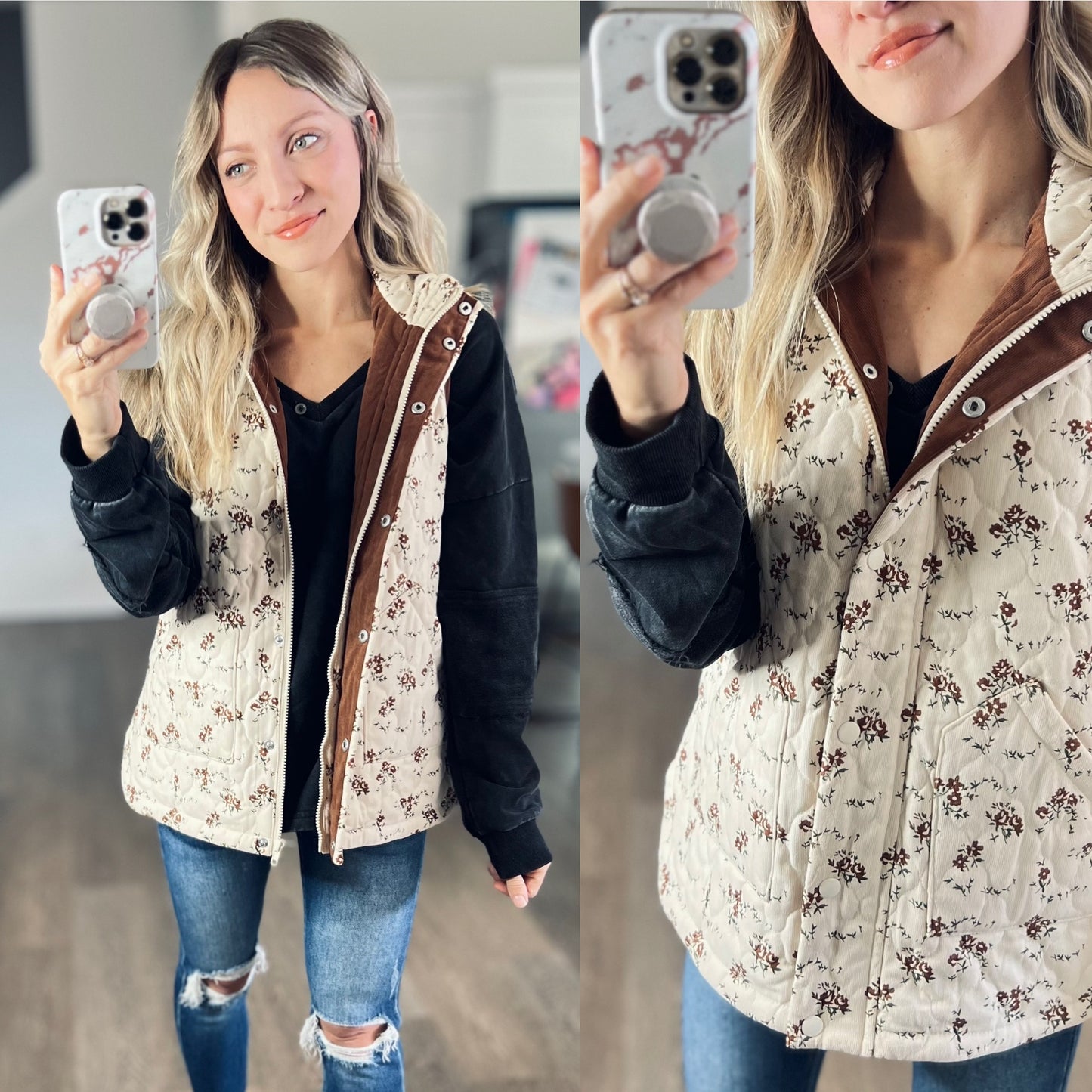 *free ship today* Sweet Cream Floral Cord Vest