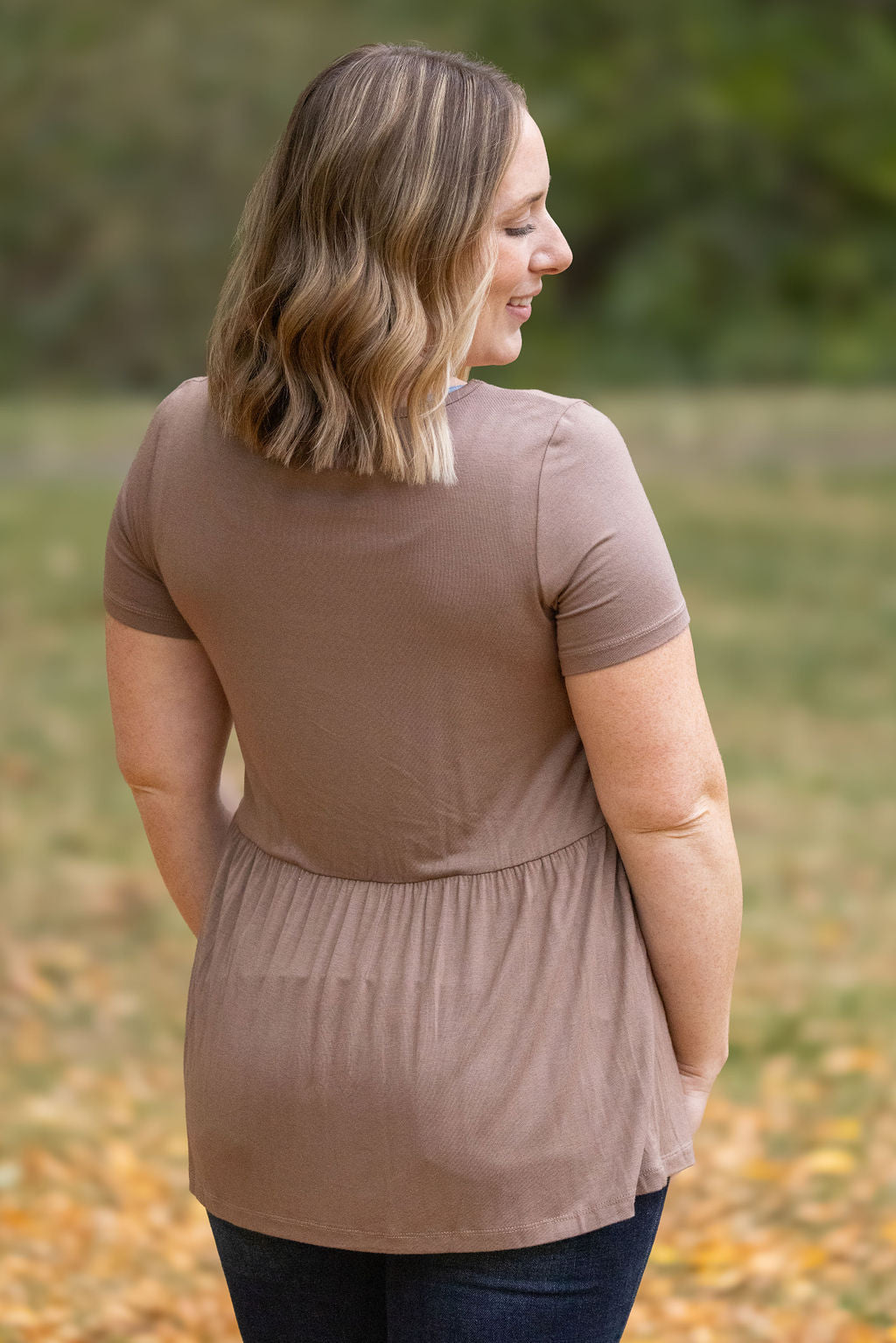 Sarah Ruffle Short Sleeve - Mocha FINAL SALE