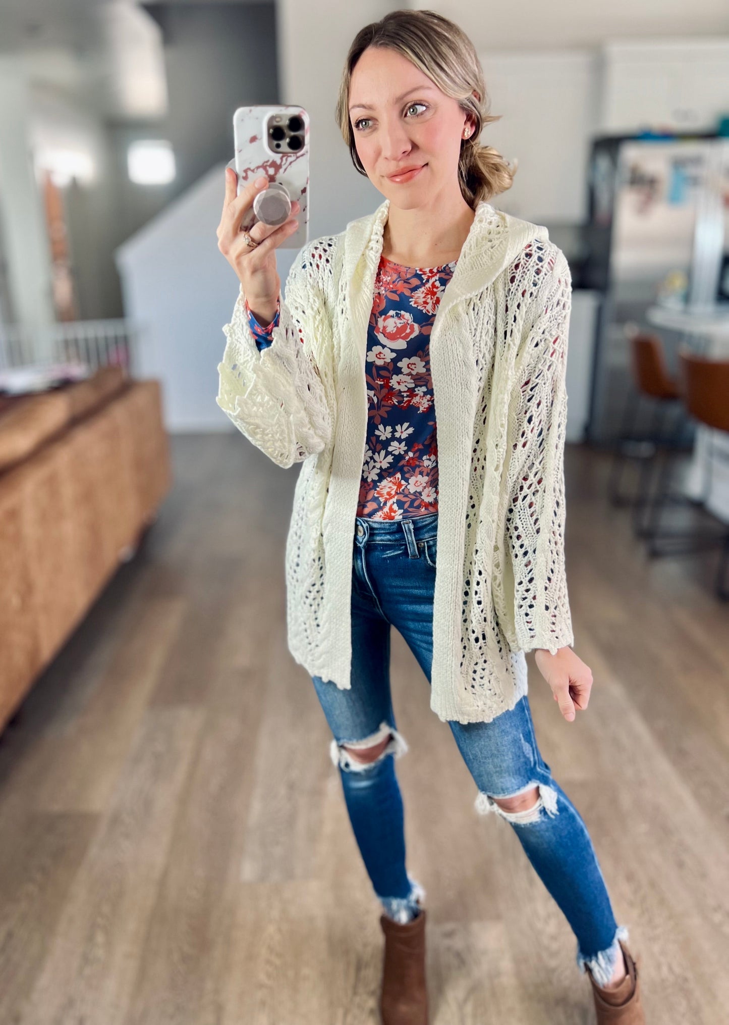 Cassidy Hooded Cardigan in Cream
