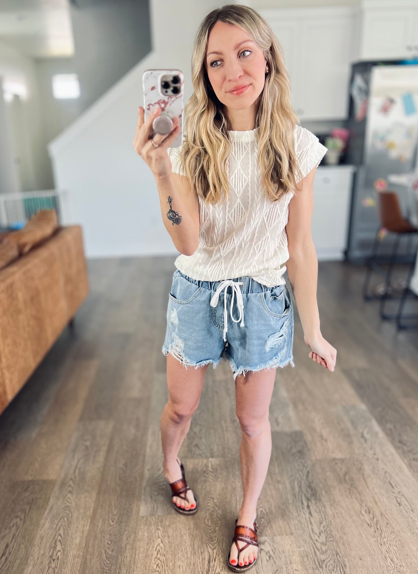Kennedy Drawstring Denim Shorts