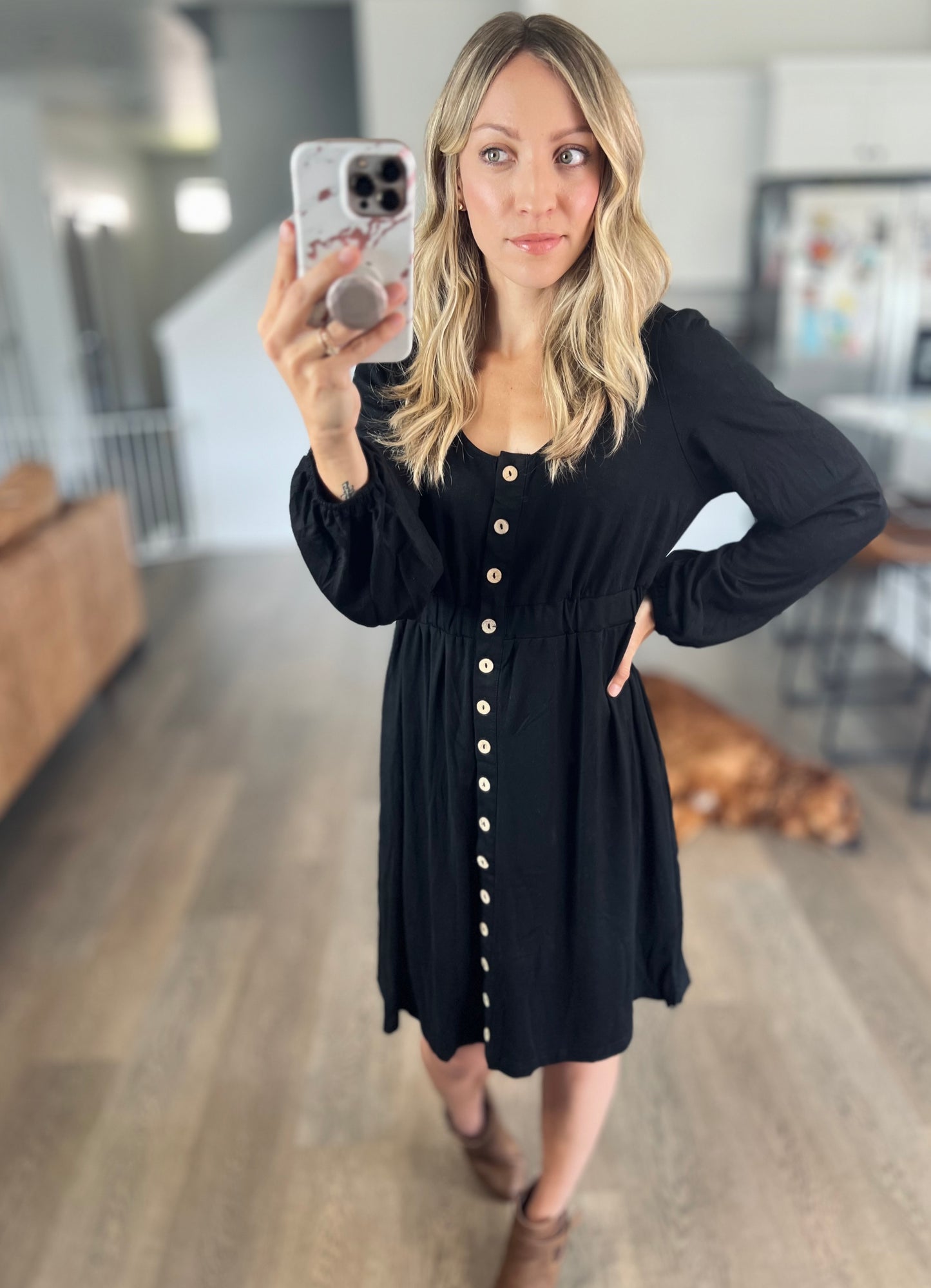 Cora Long Sleeve Button Down Dress