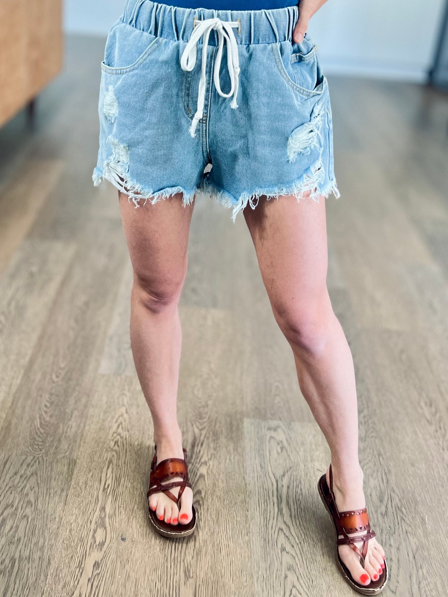 Kennedy Drawstring Denim Shorts