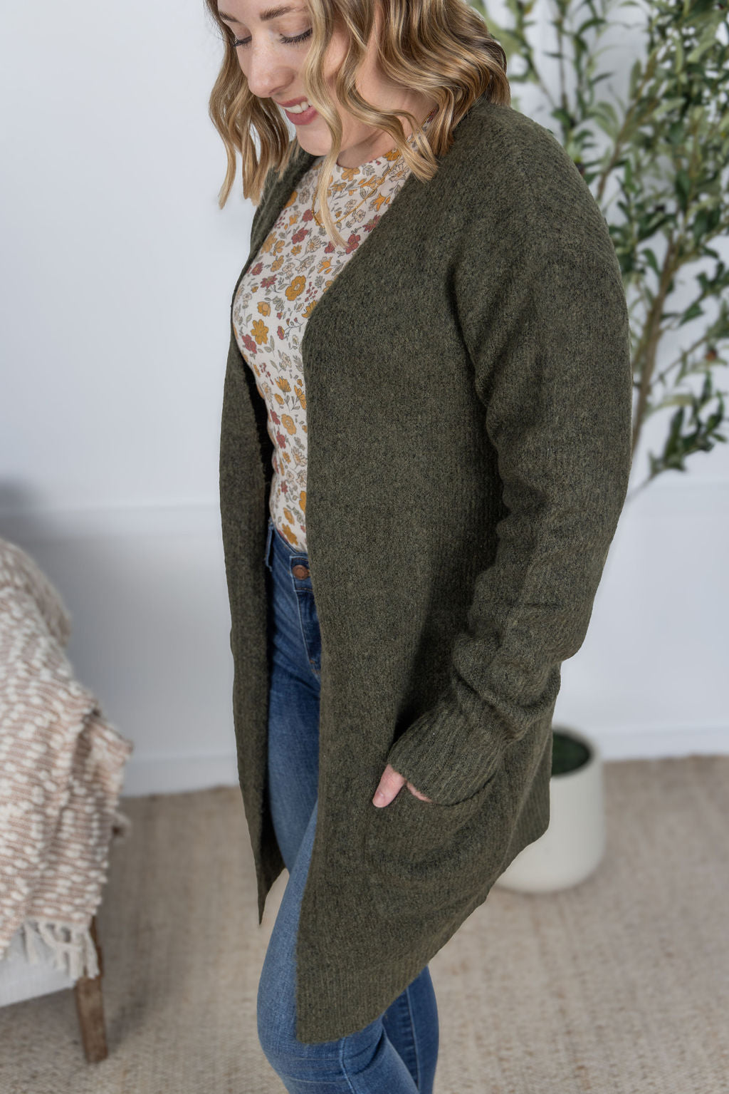 Madison Cozy Cardigan - Dark Olive