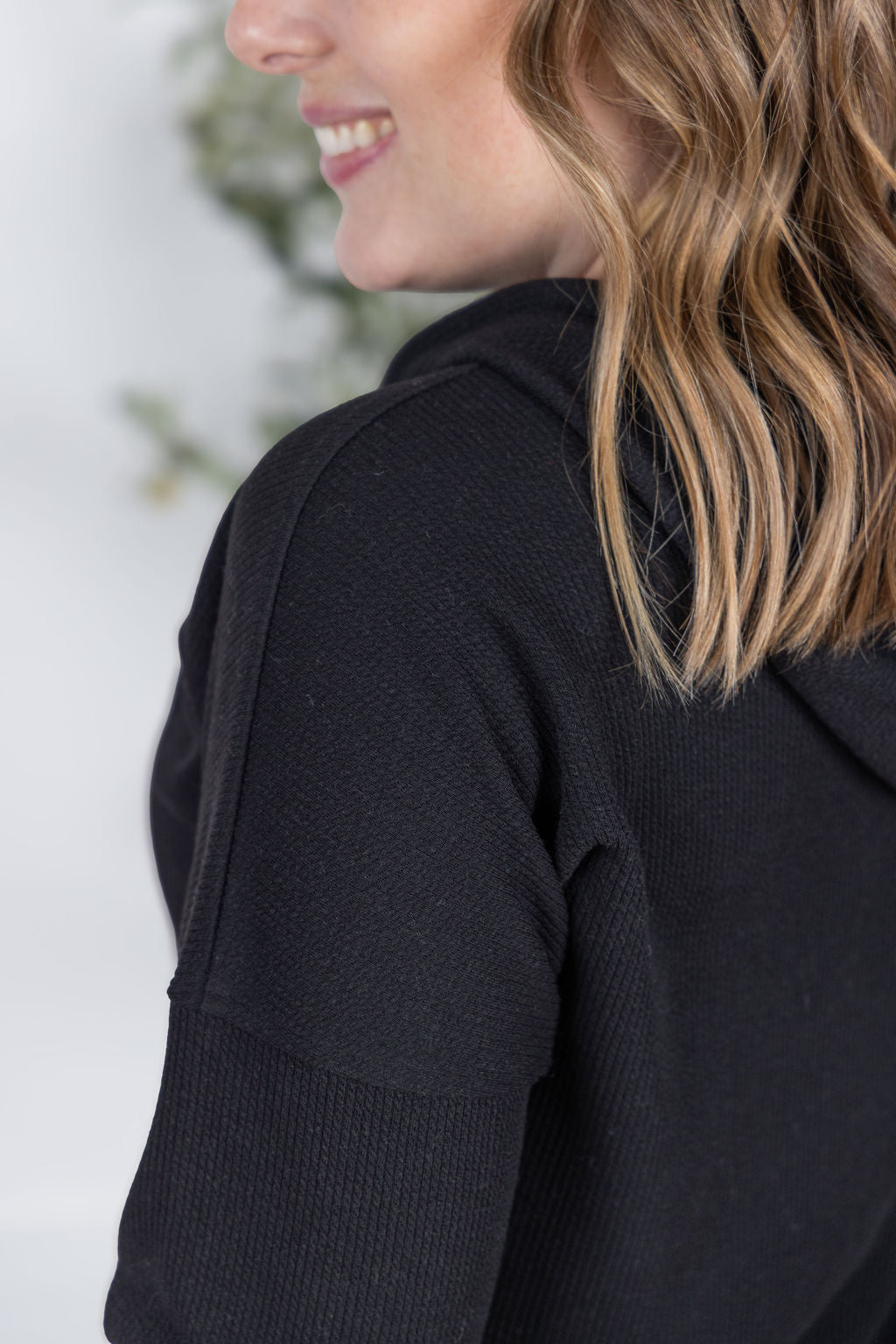 Kacey Ribbed Hoodie - Black