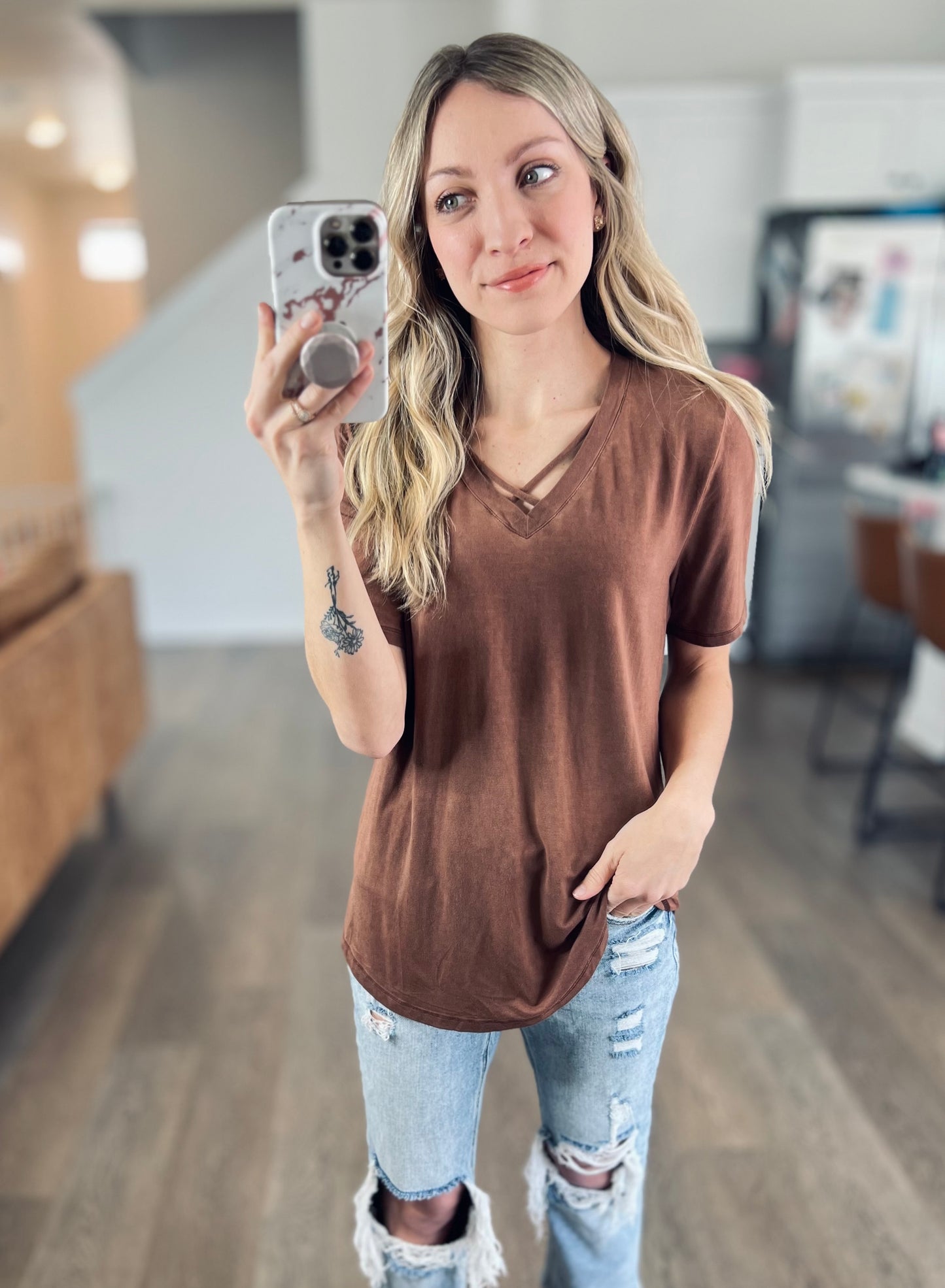 More Than Love V-Neck in Chocolate