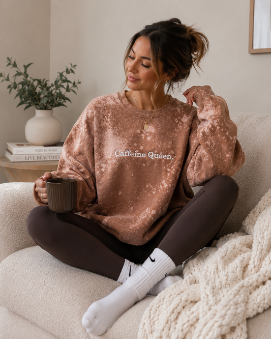 PREORDER: Caffeine Queen Embroidered Sweatshirt//free ship today // CLOSES 5/30/26