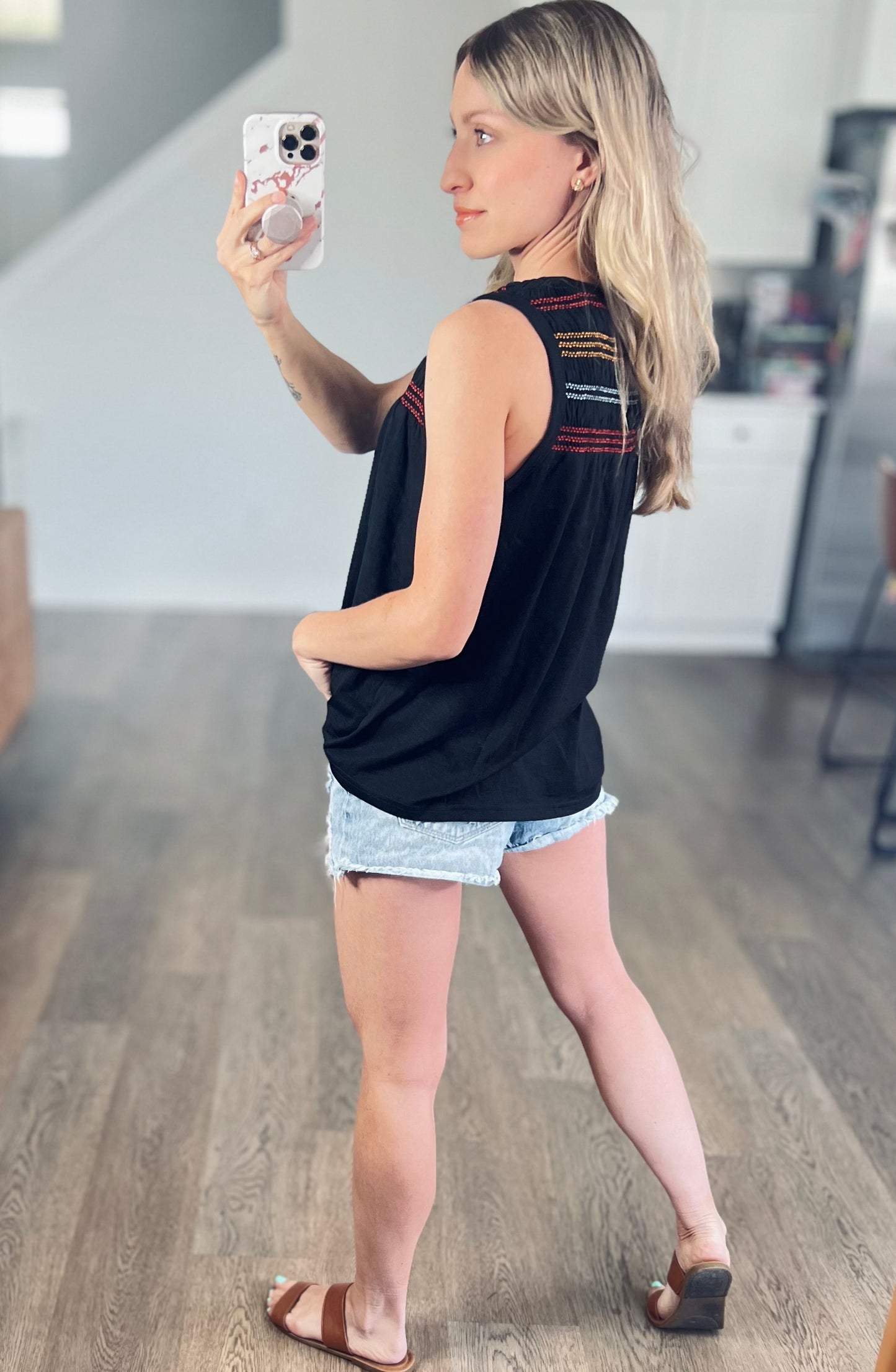 Bree Embroidered Top in Black
