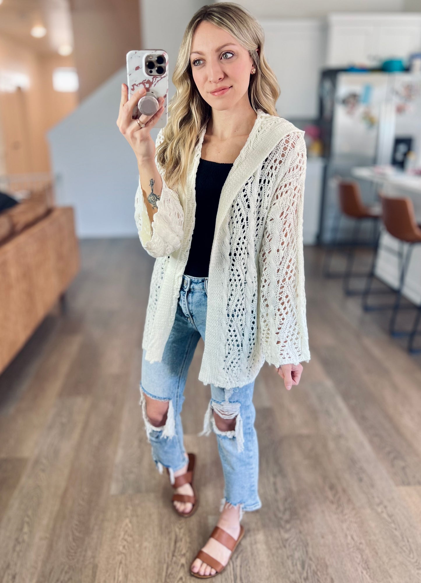 Cassidy Hooded Cardigan in Cream