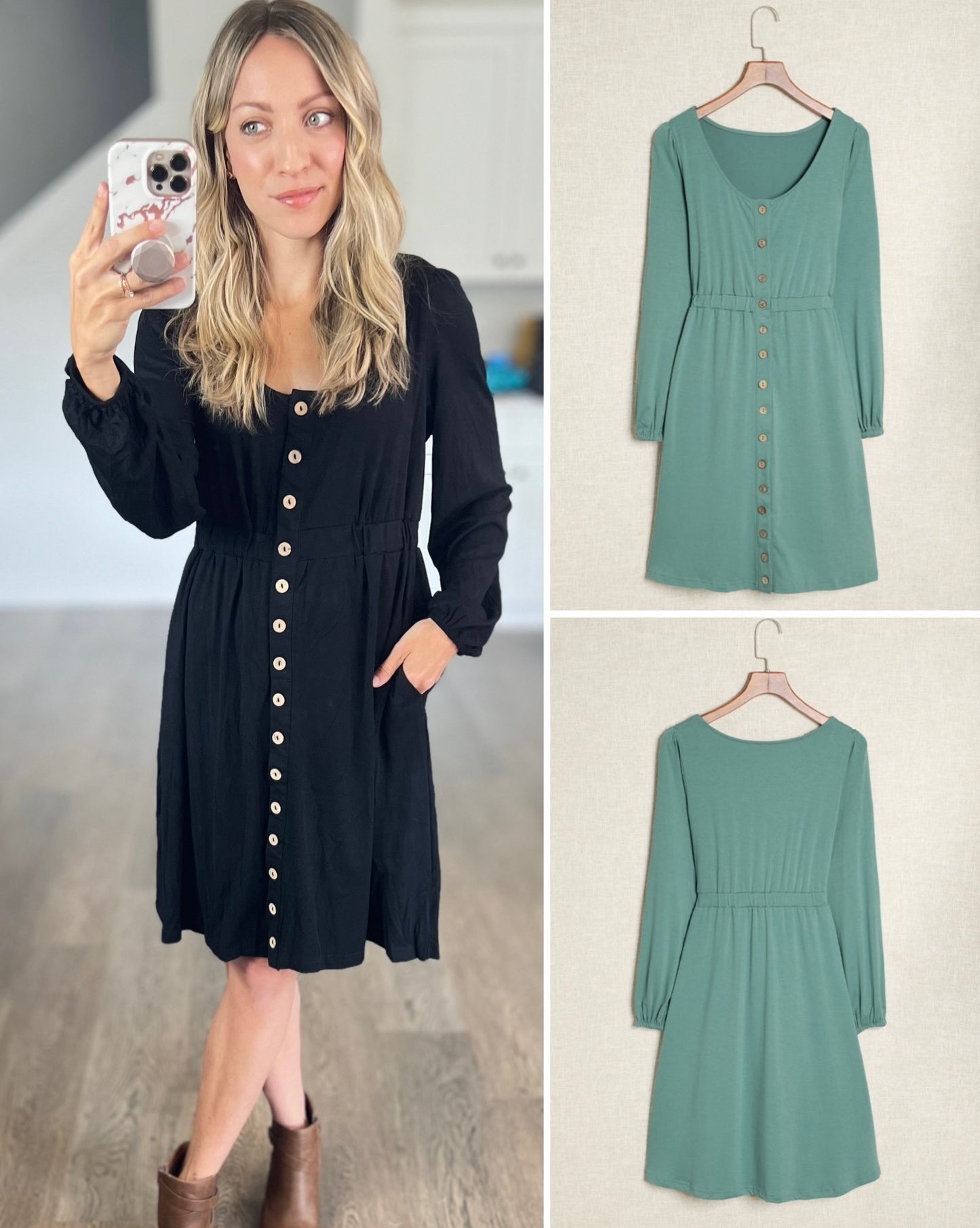 Cora Long Sleeve Button Down Dress