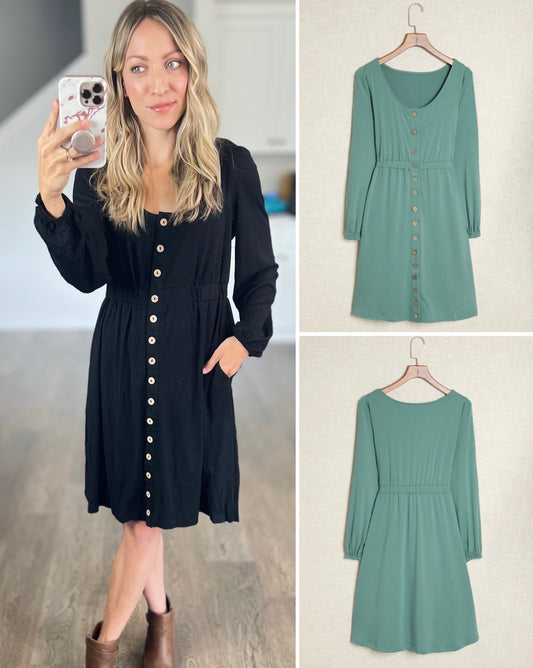 Cora Long Sleeve Button Down Dress