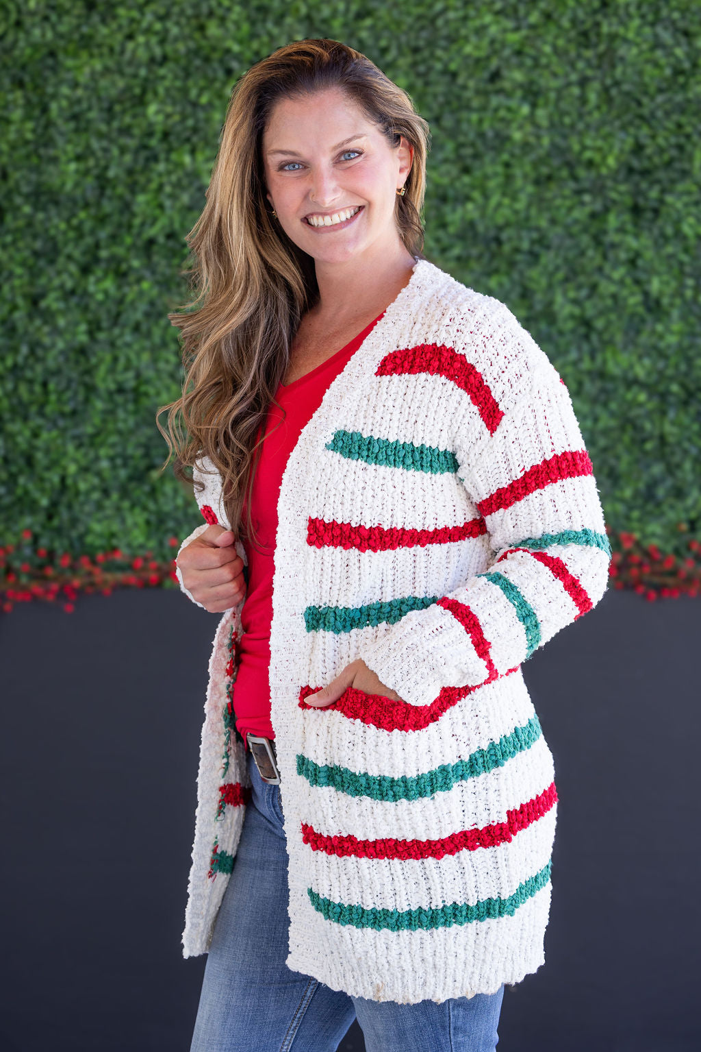*new* Stripe Cardigan - Christmas Stripe