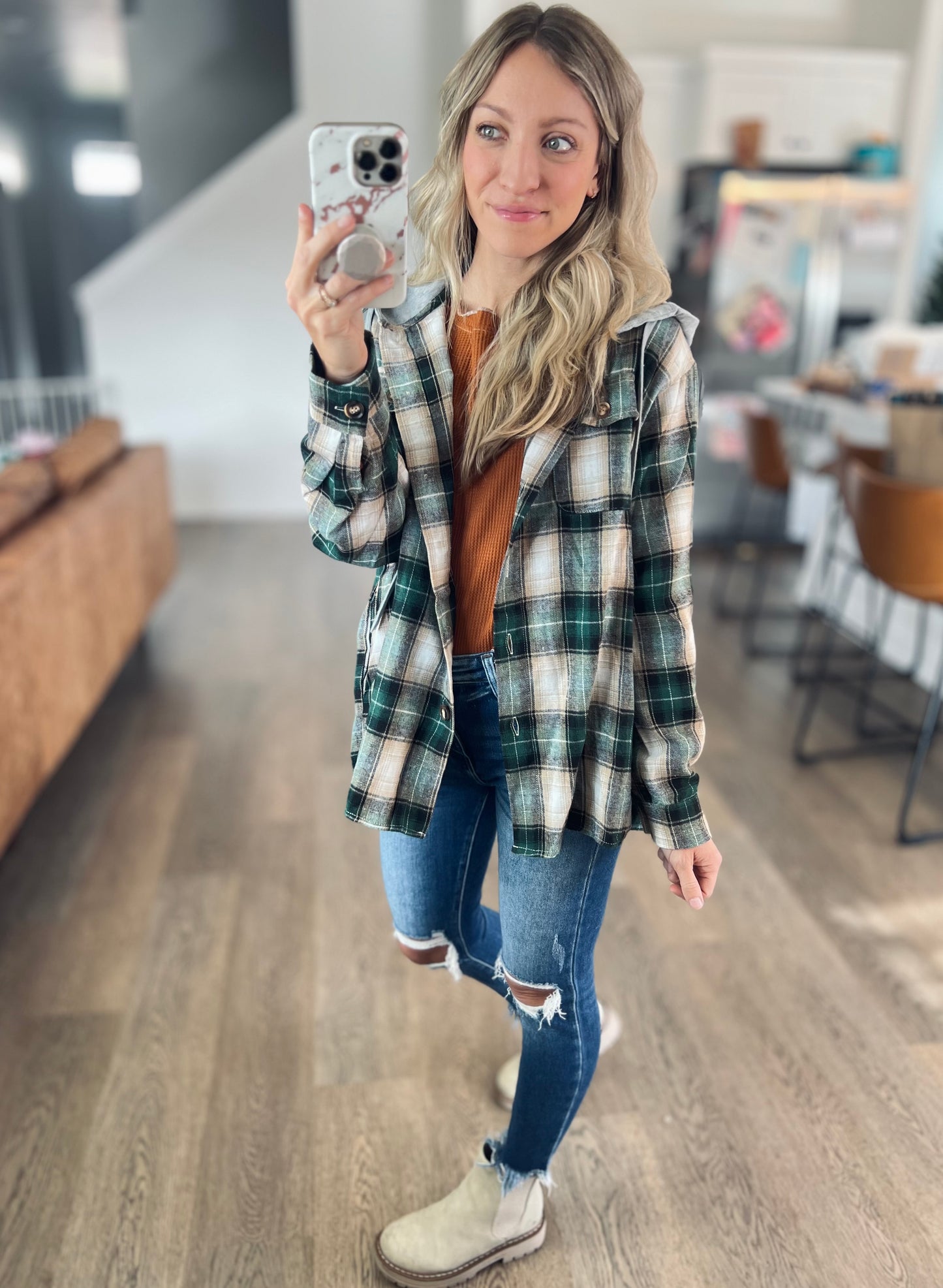 Maxine Hooded Plaid