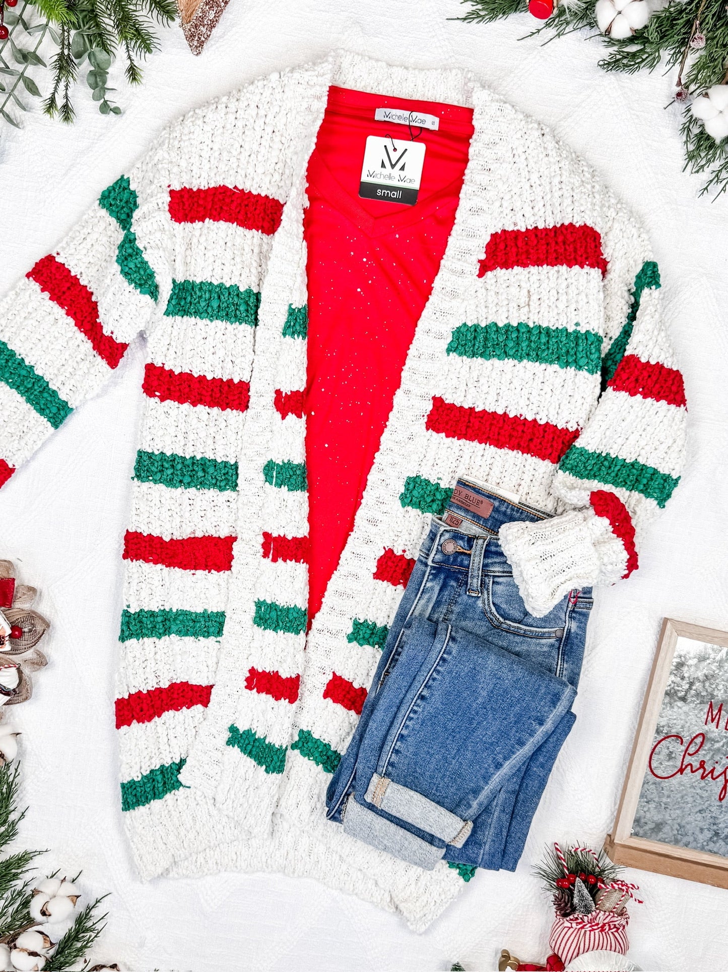 *new* Stripe Cardigan - Christmas Stripe