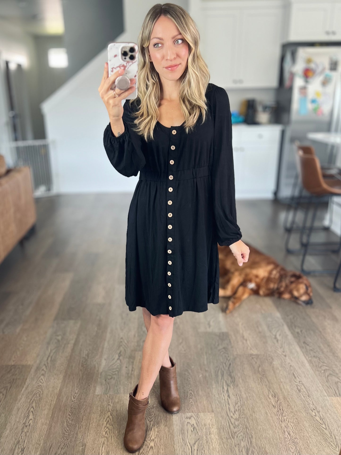Cora Long Sleeve Button Down Dress