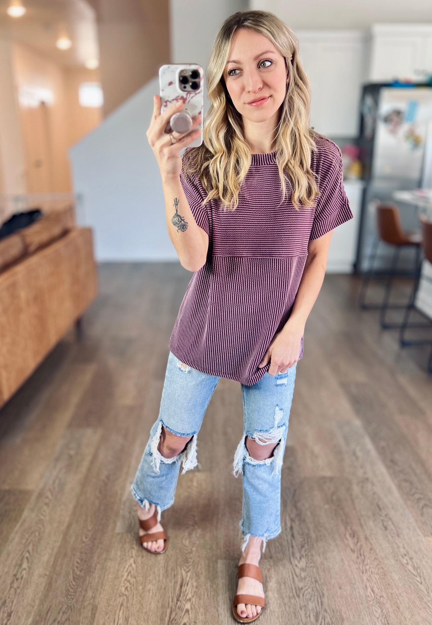 Rachel Corded Tee in Purple