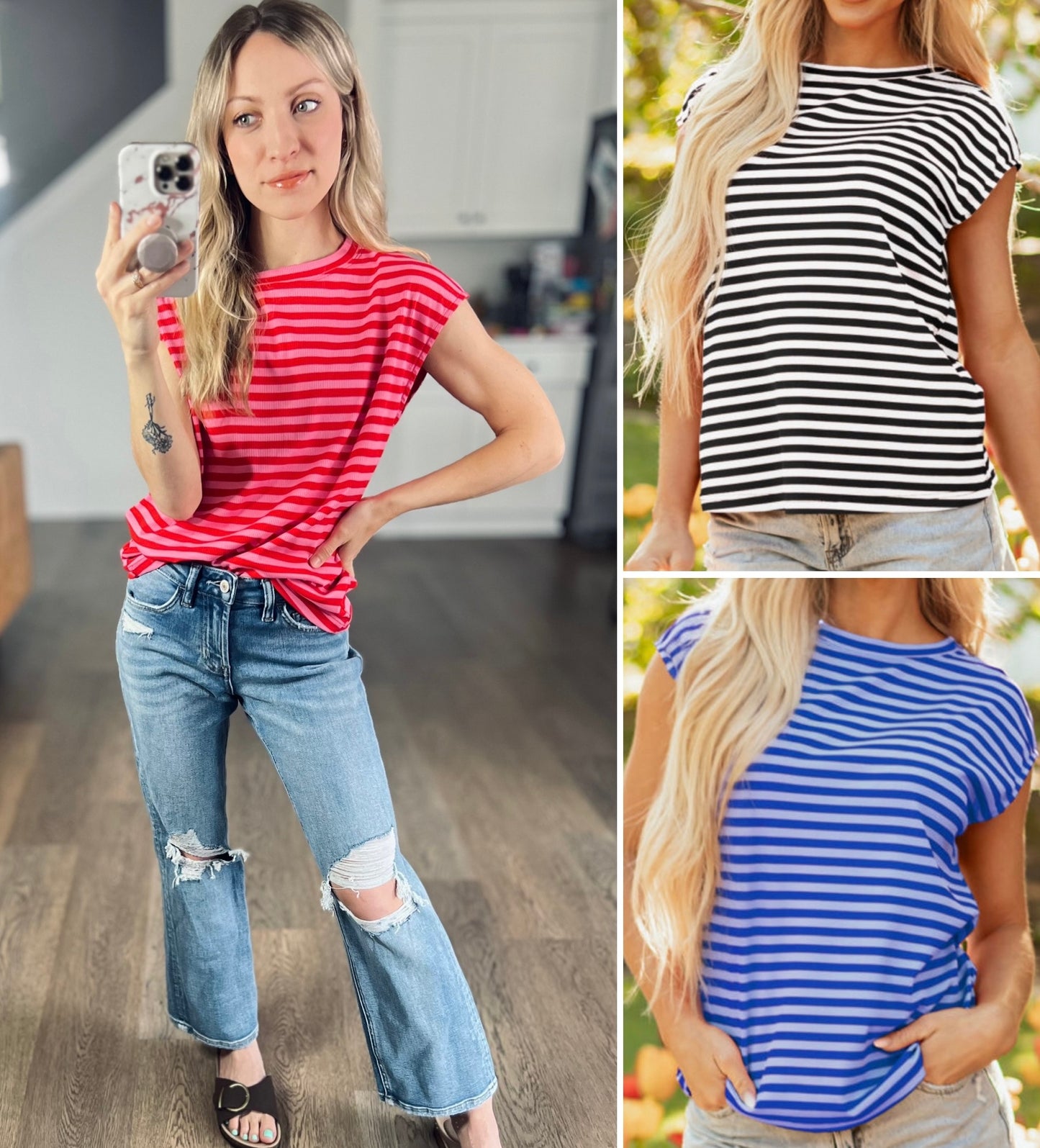 Etta Striped Cap Sleeve Top