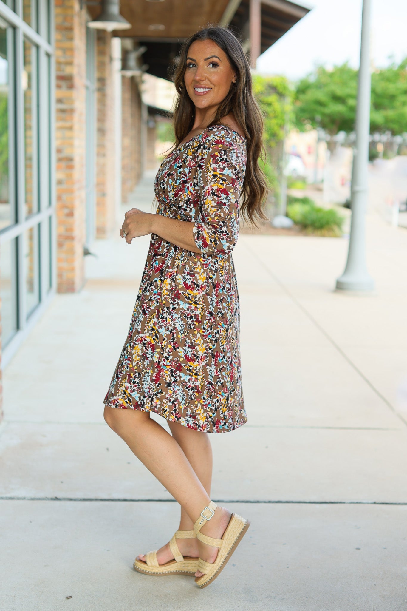 Taylor Dress - Mocha Floral FINAL SALE