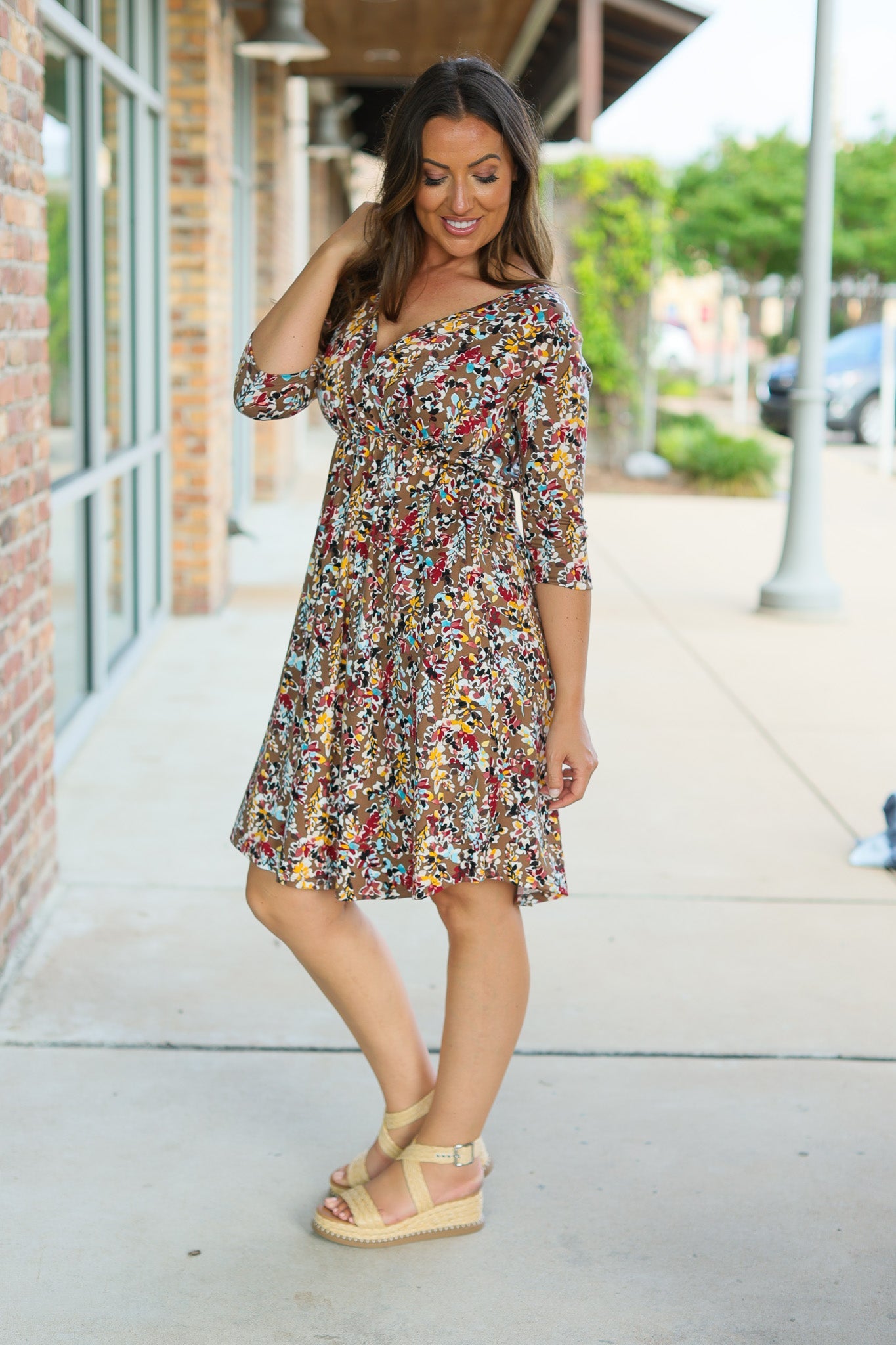 Taylor Dress - Mocha Floral FINAL SALE