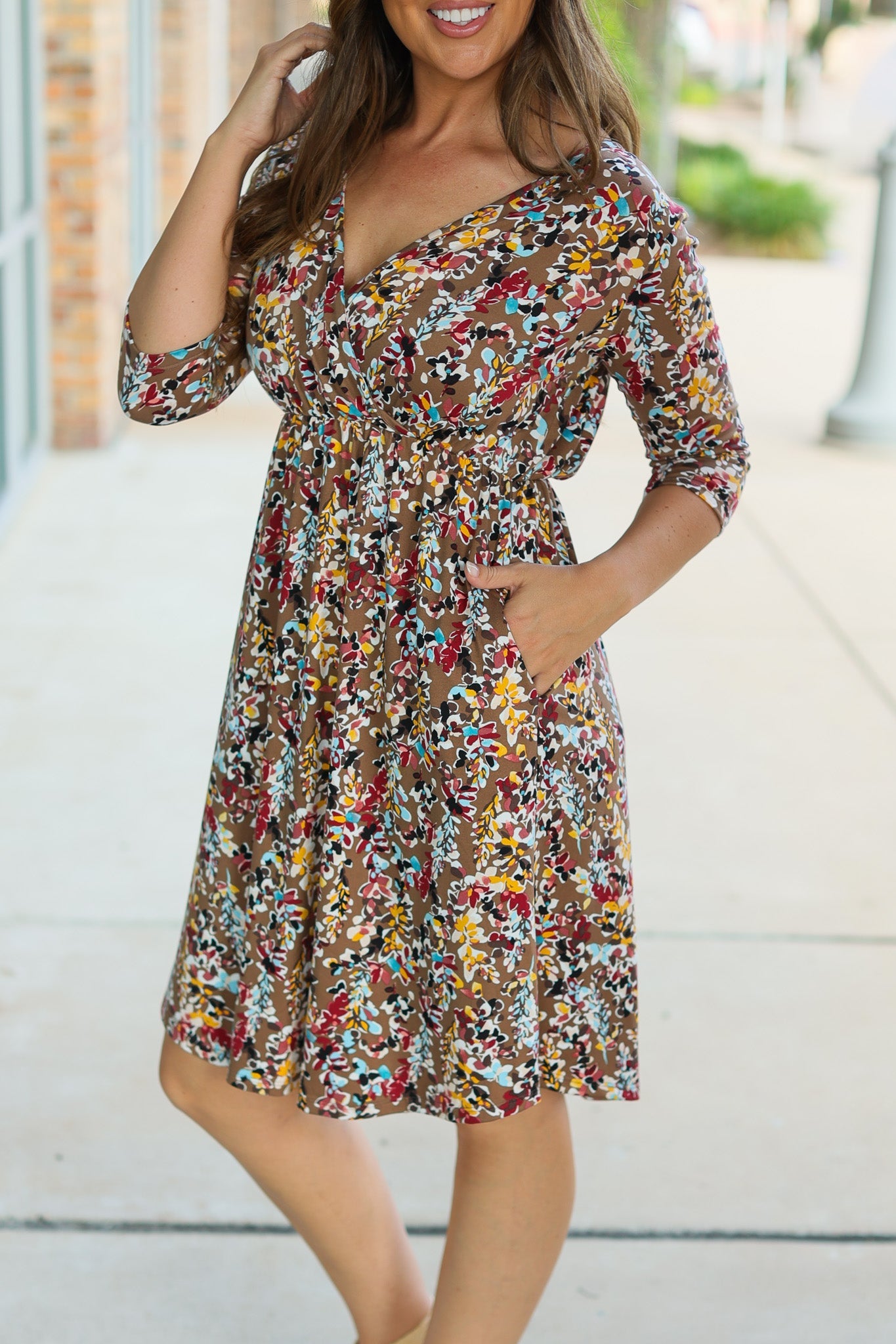 Taylor Dress - Mocha Floral FINAL SALE
