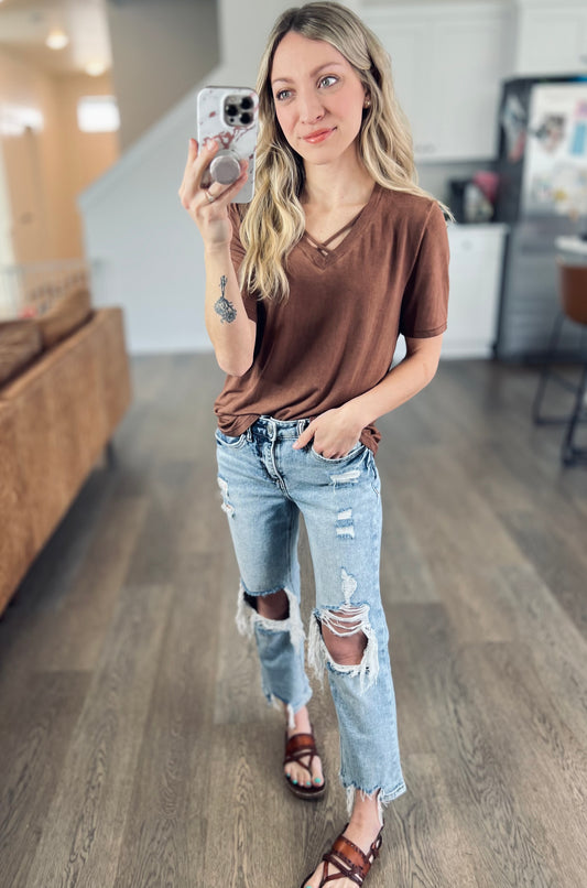 More Than Love V-Neck in Chocolate