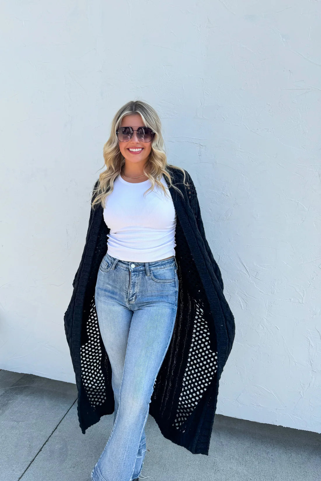 Kendall Open Knit Long Cardi Preorder