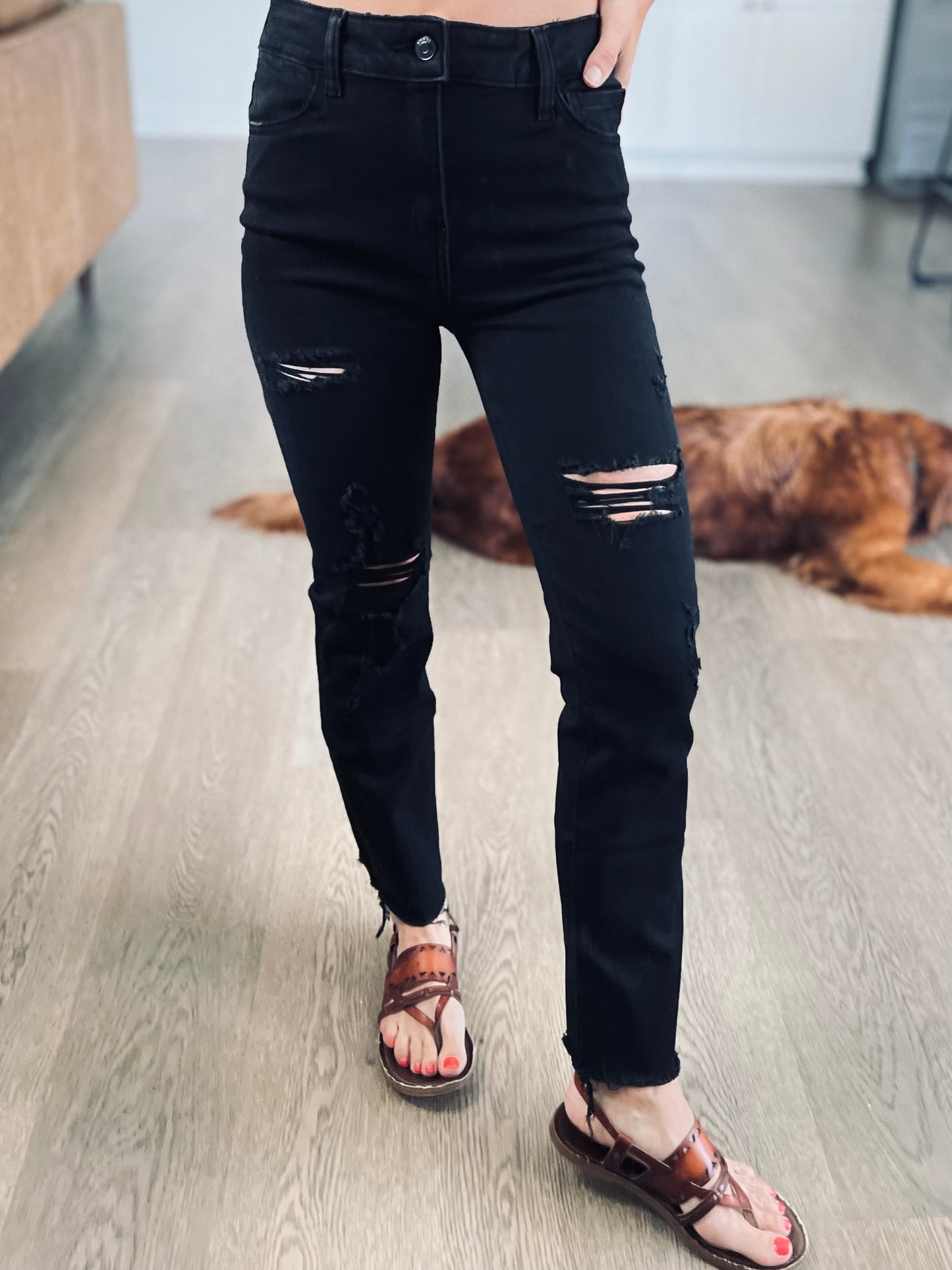 Marion Distressed Cropped Denim - Zenana