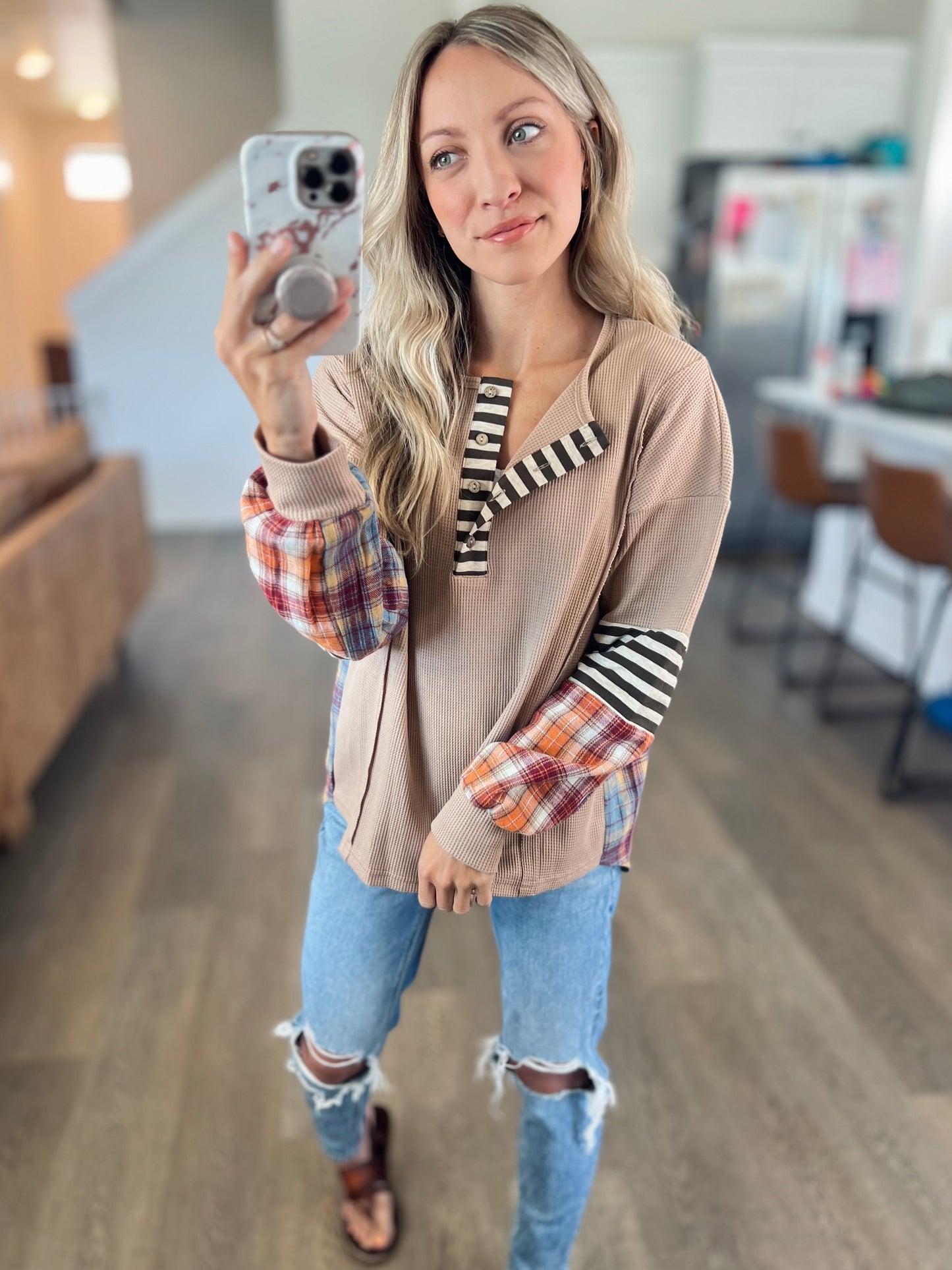 Mabel Plaid Henley