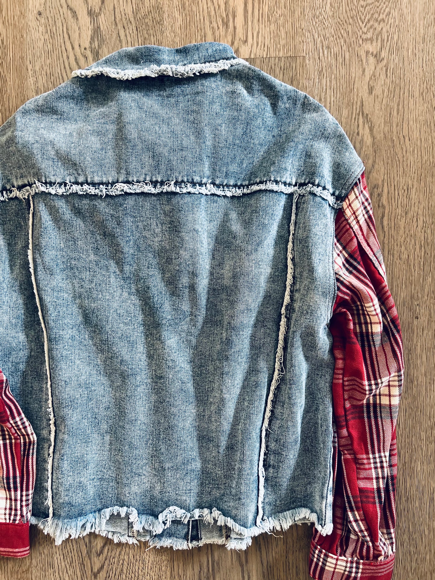 Jean Meets Plaid Hooded Jacket