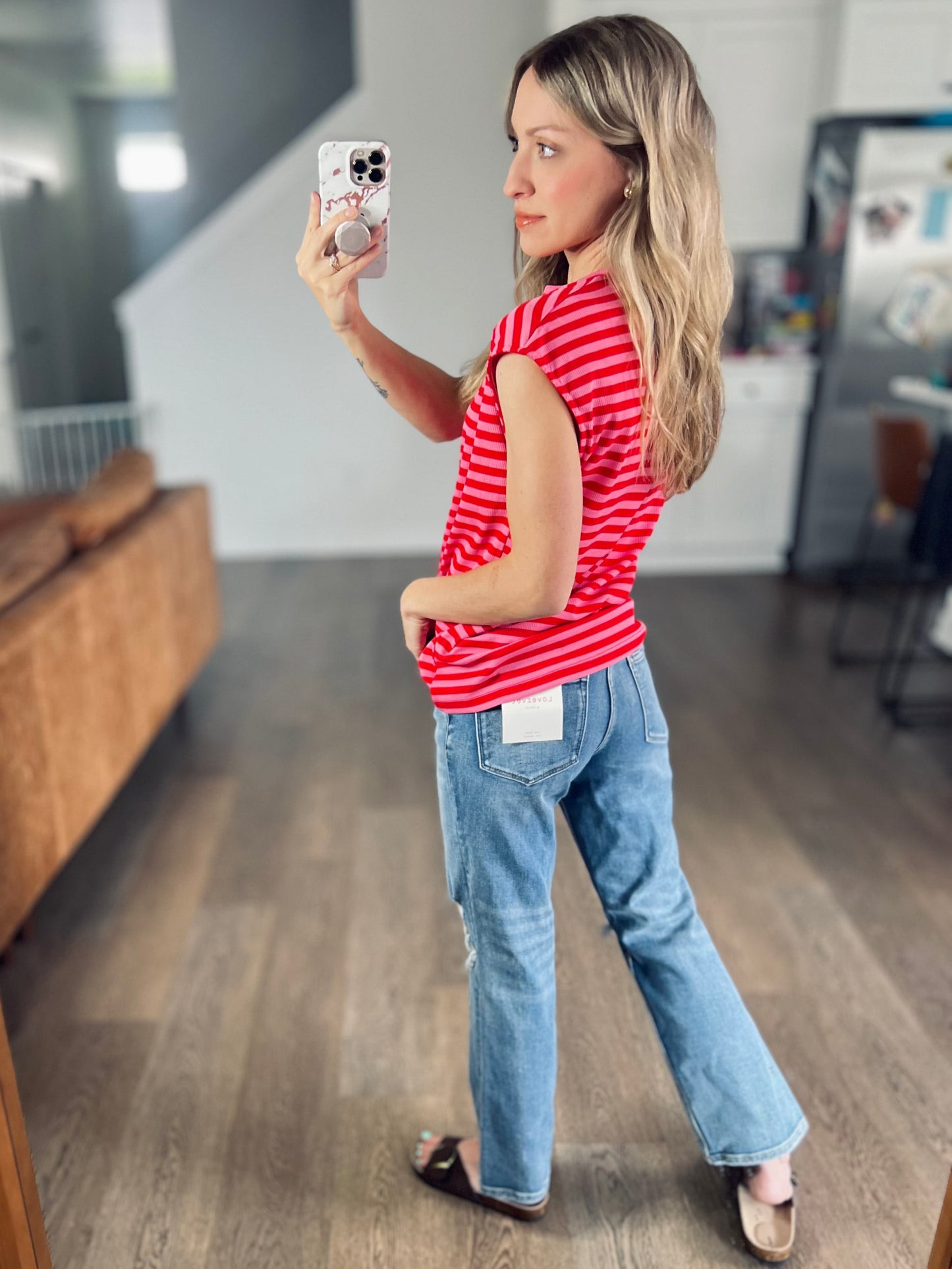 Etta Striped Cap Sleeve Top