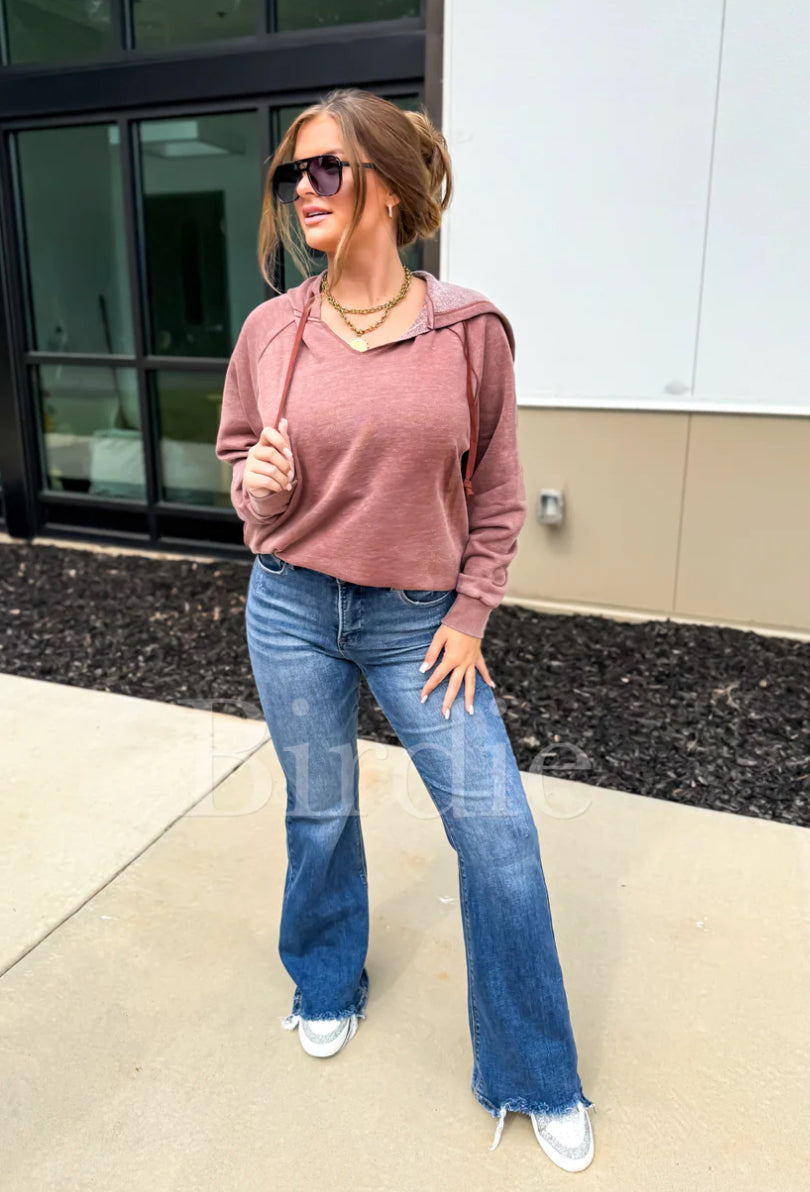 PREORDER: Curved Hem Hoodie in Washed Brown // eta Jan