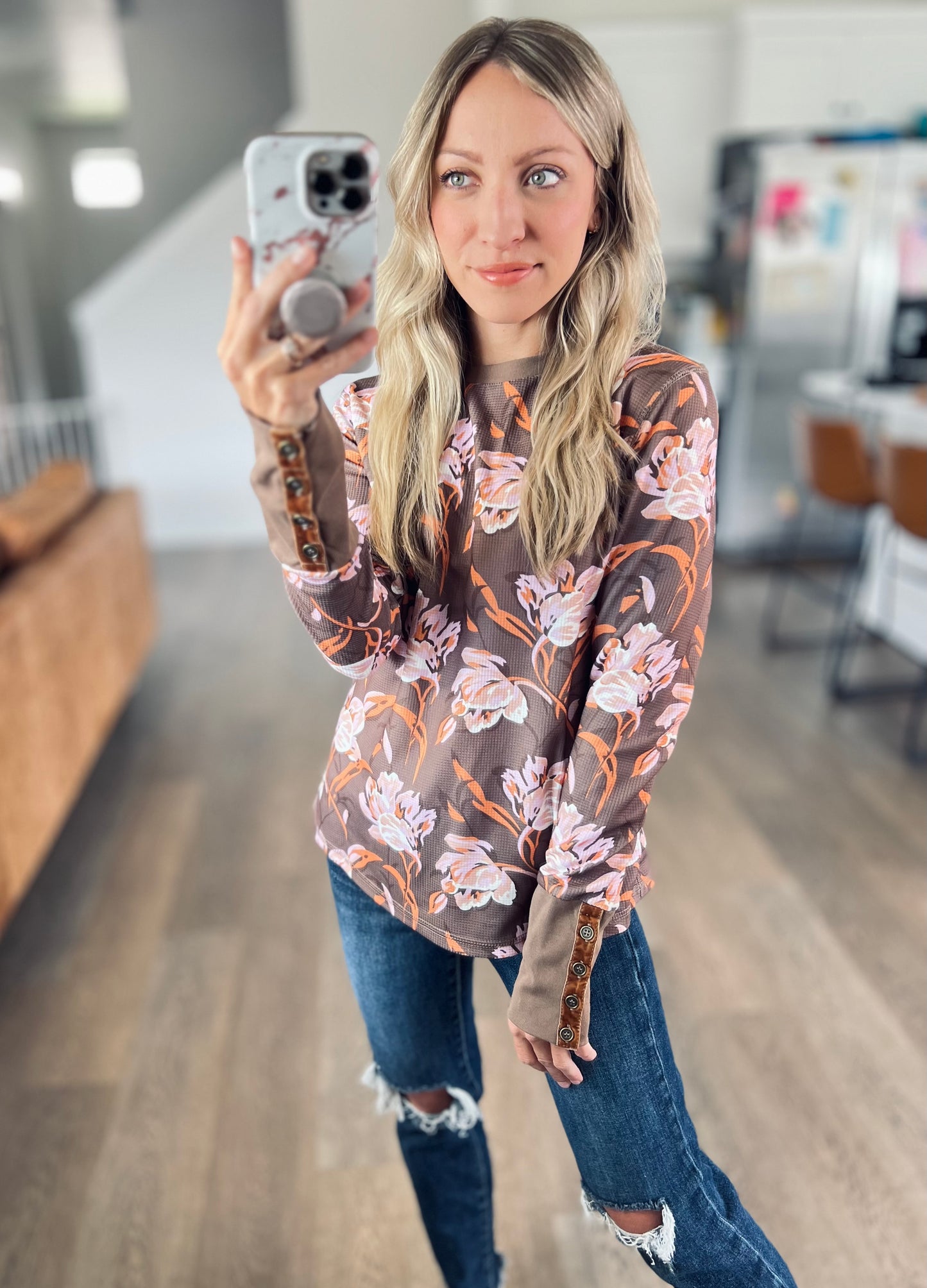 *free ship today* Emmy Floral Waffle Top