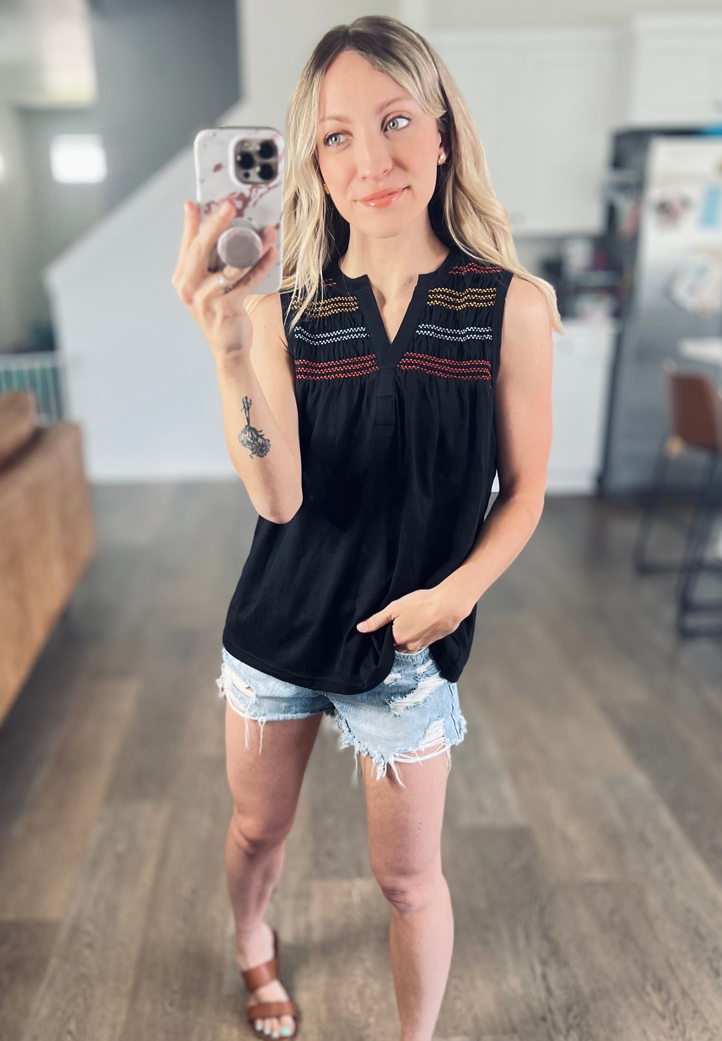 Bree Embroidered Top in Black