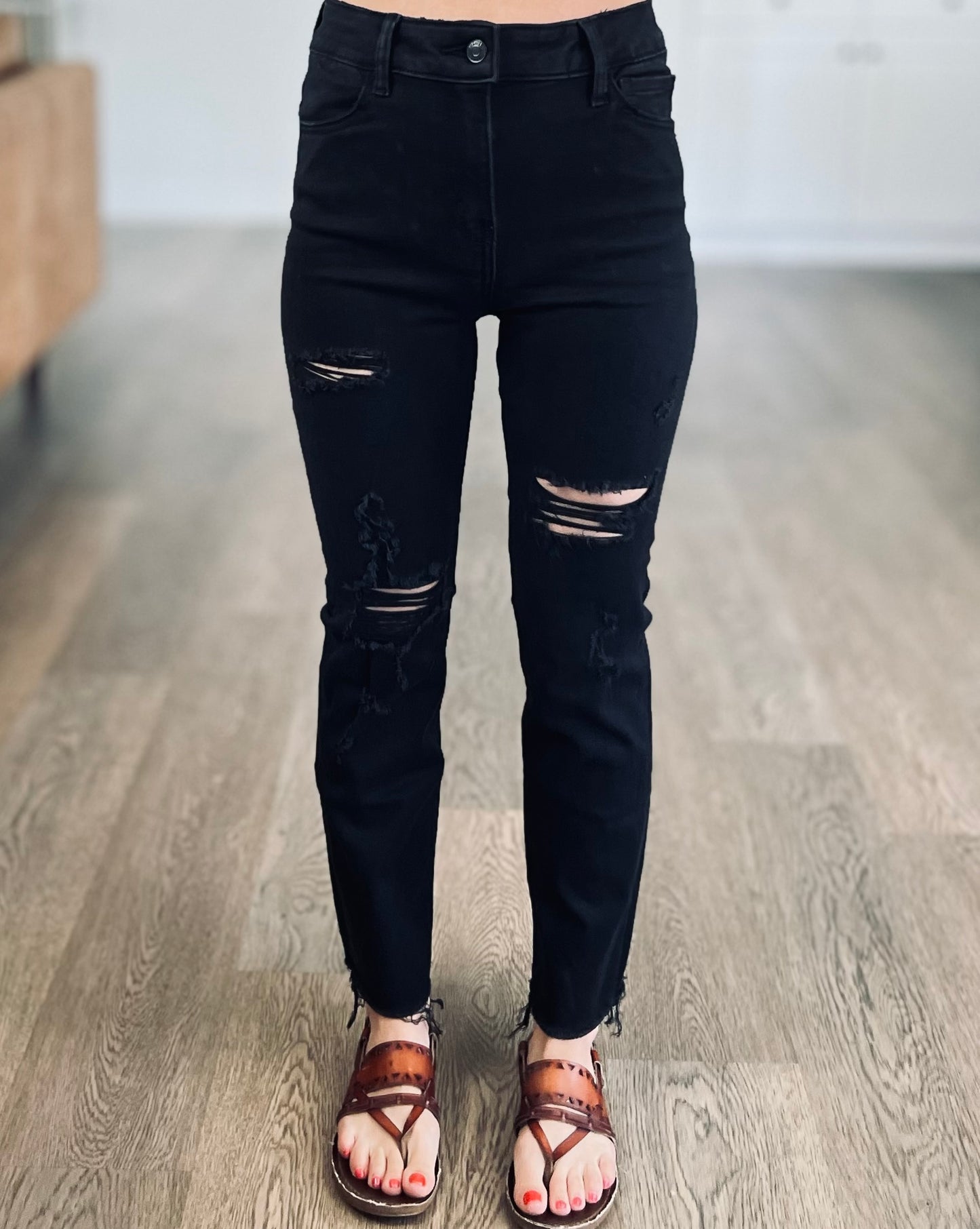 Marion Distressed Cropped Denim - Zenana