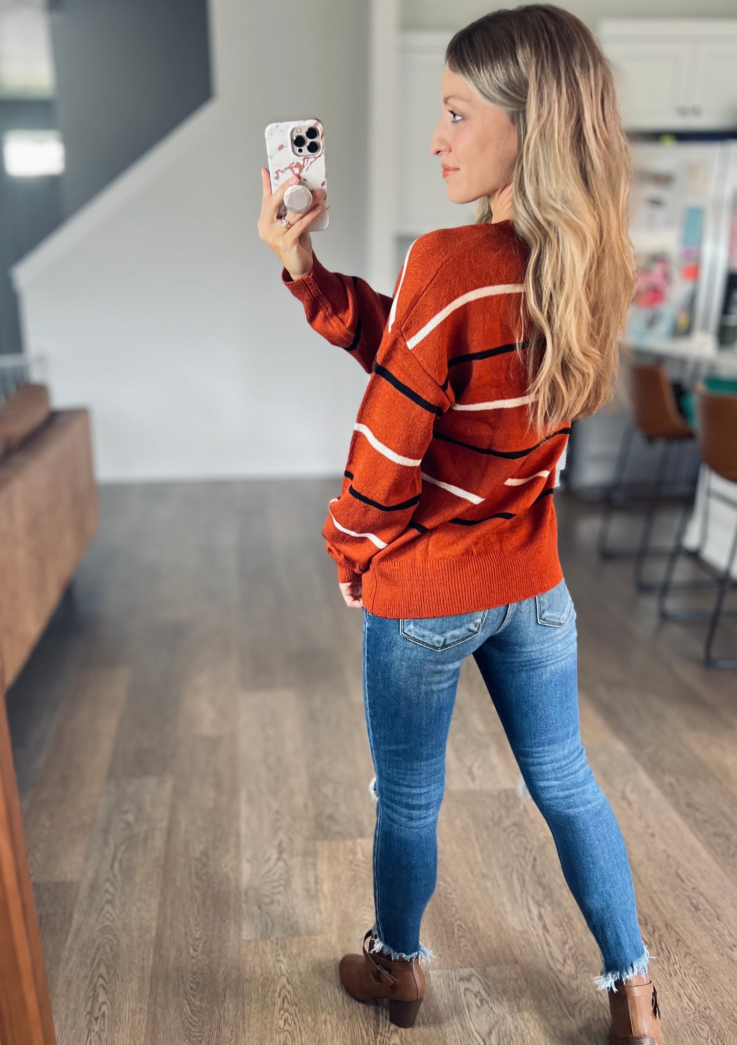 *free ship today* Mel Stripe Sweater in Toasted Pumpkin