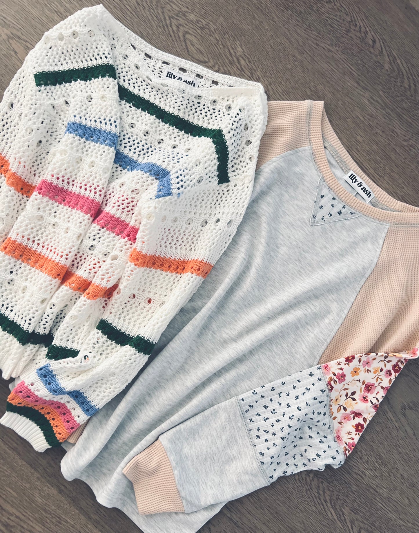 *free ship today* Happy Days Stripe Pointelle Sweater