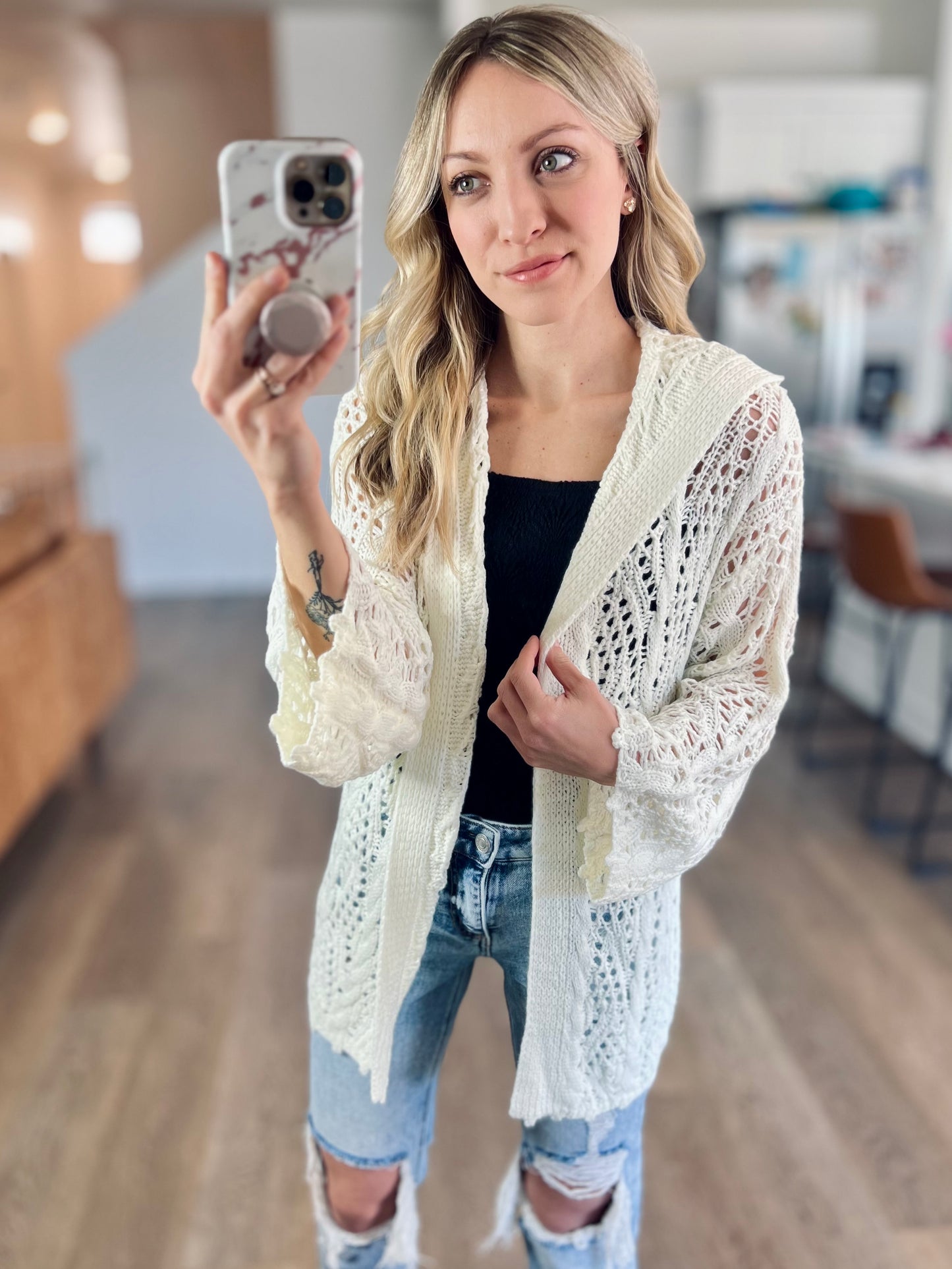 Cassidy Hooded Cardigan in Cream