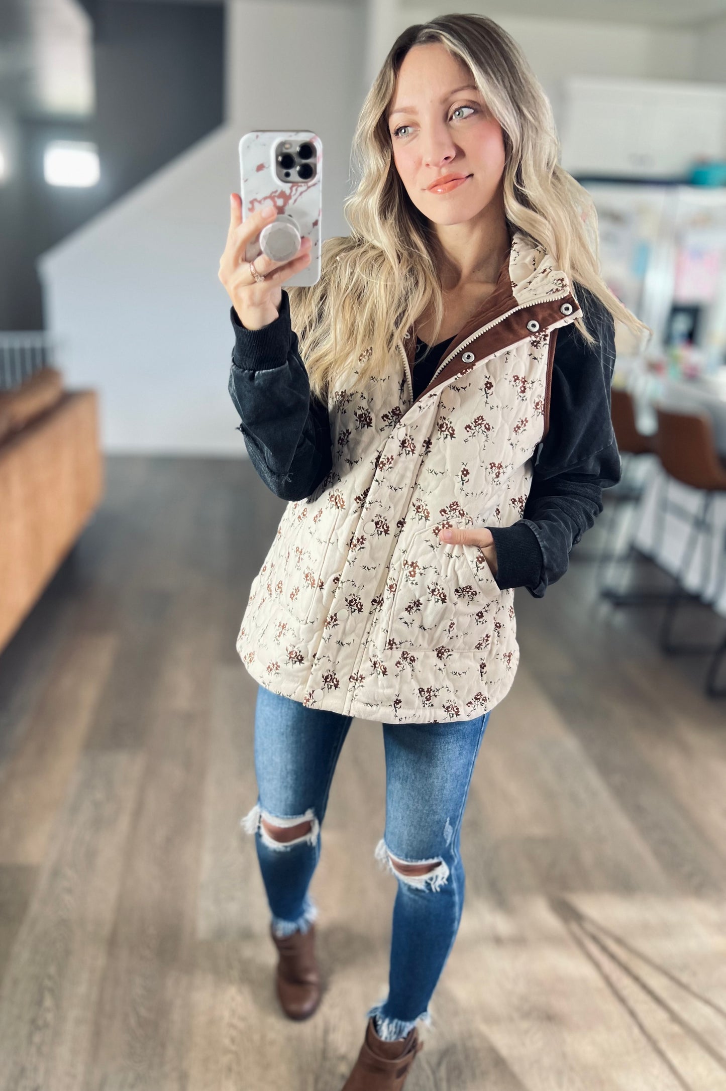 *free ship today* Sweet Cream Floral Cord Vest