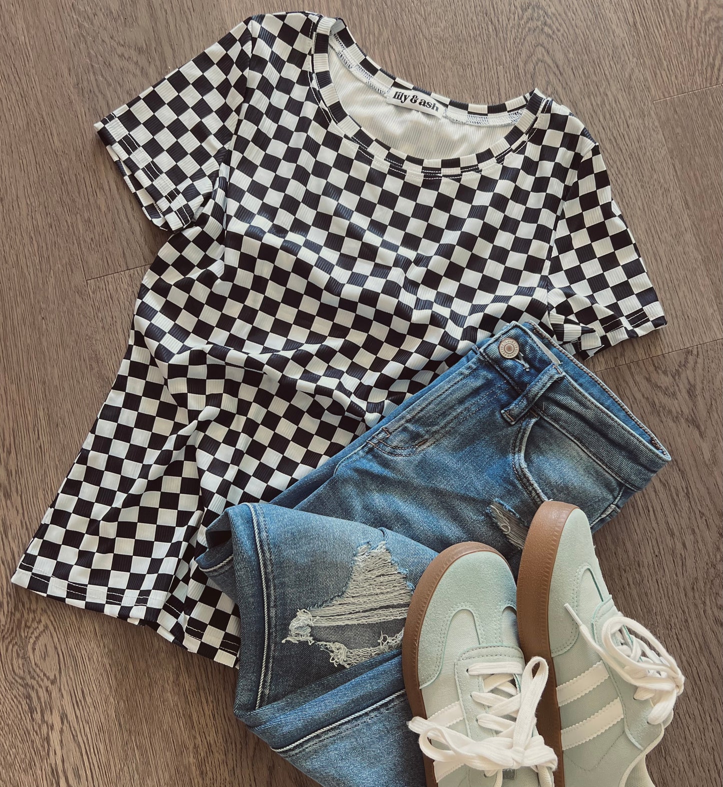 Black Check Slim Fit Tee