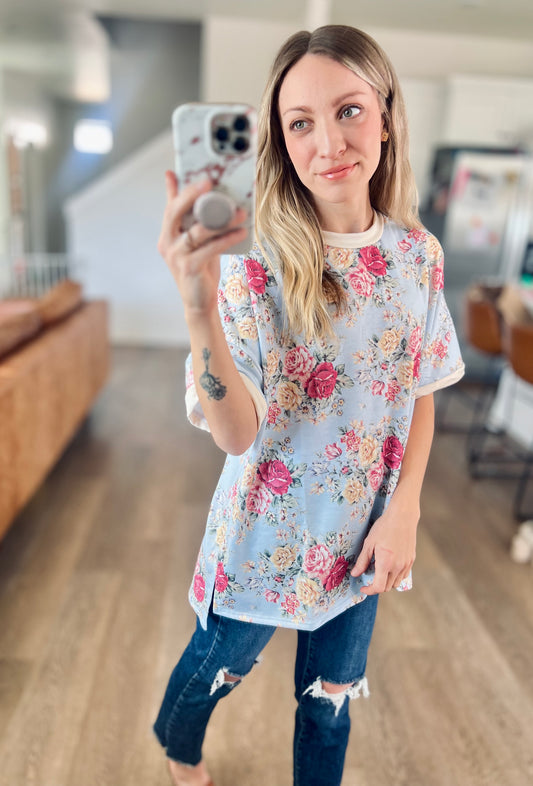 *new* Vintage Bloom Light Blue Boyfriend Tee