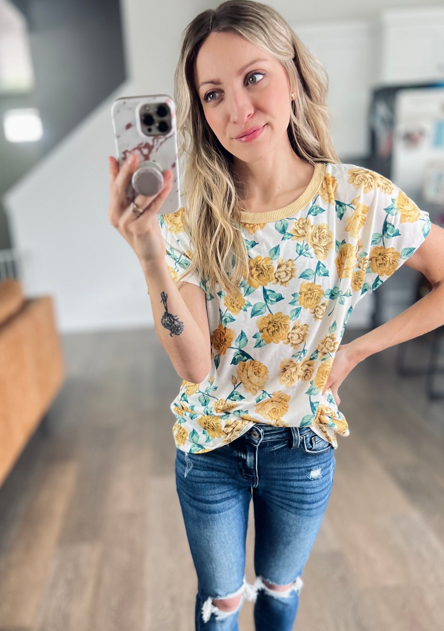 Floral Top in Golden Rose