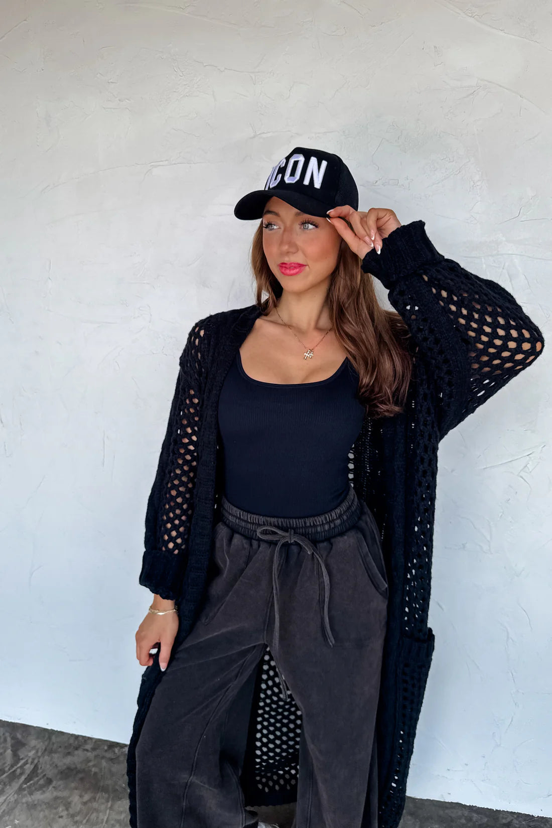 Kendall Open Knit Long Cardi Preorder