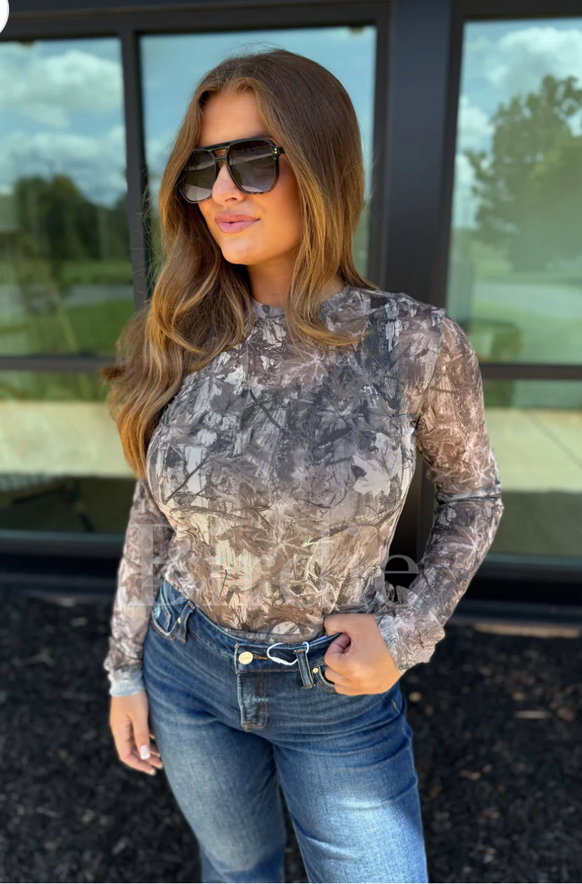Dark Camo Mesh Top Preorder