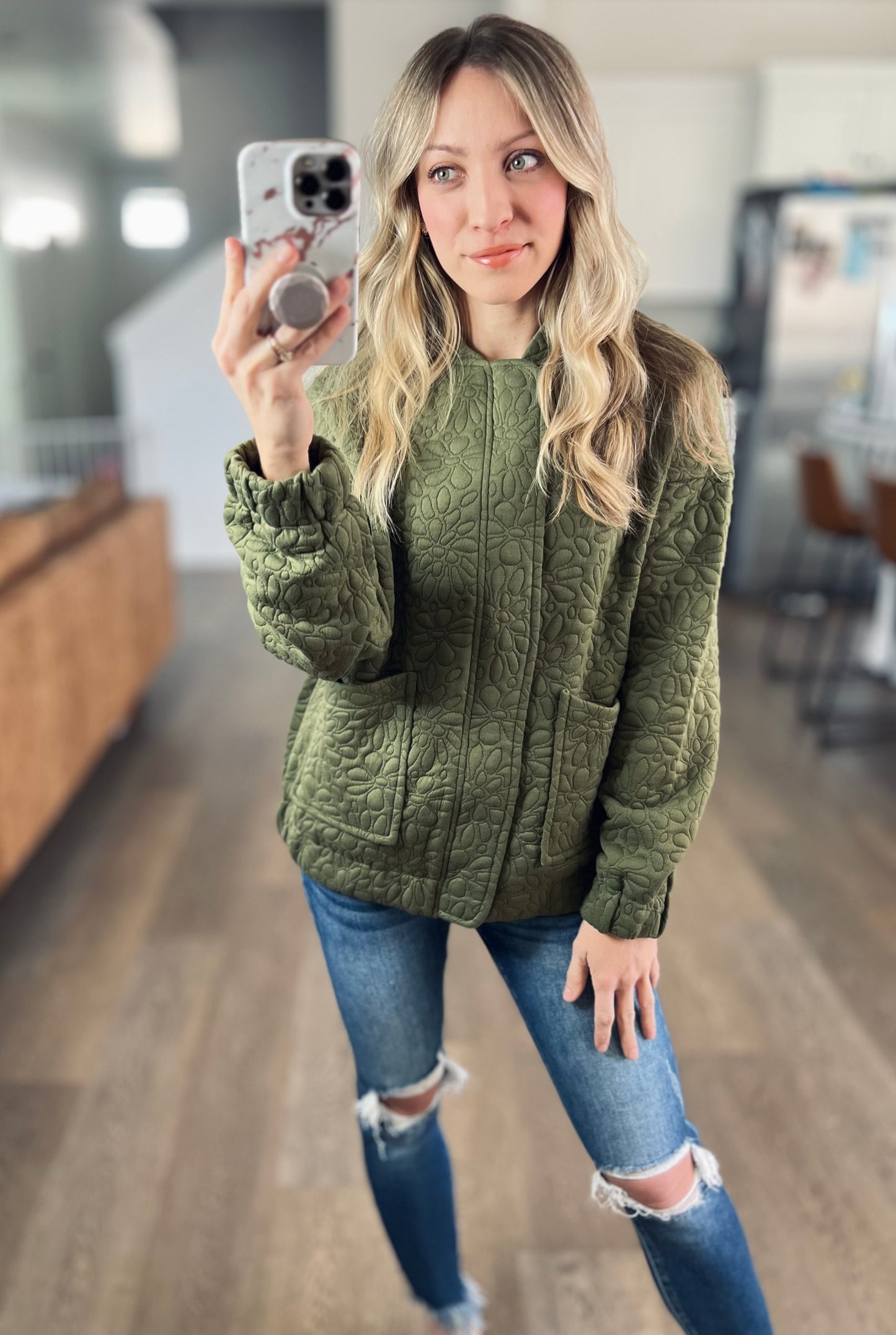 Quilted Floral Bomber Jacket