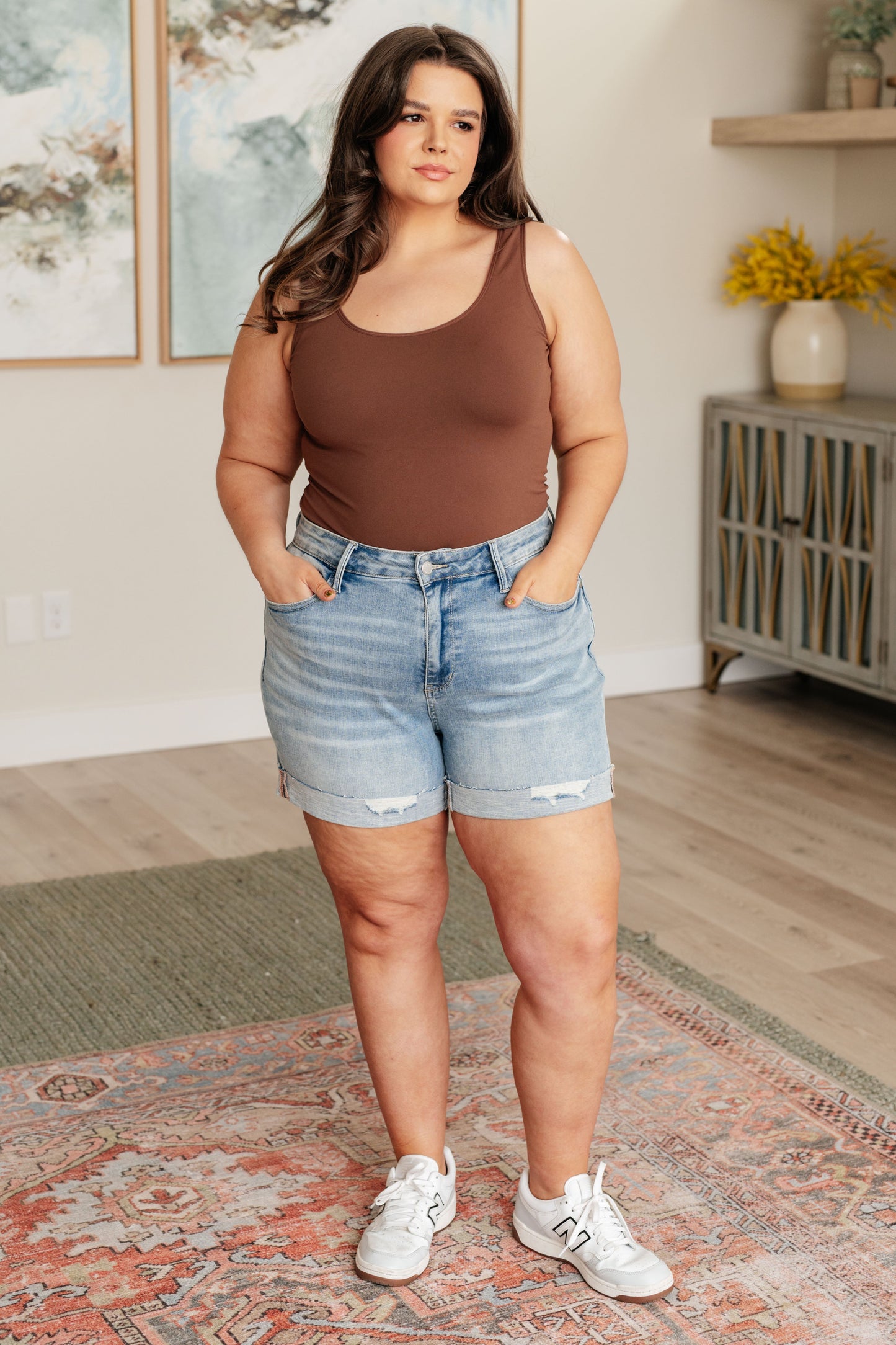 Classic High Rise Distressed Cuffed Cutoff Shorts - Judy Blue