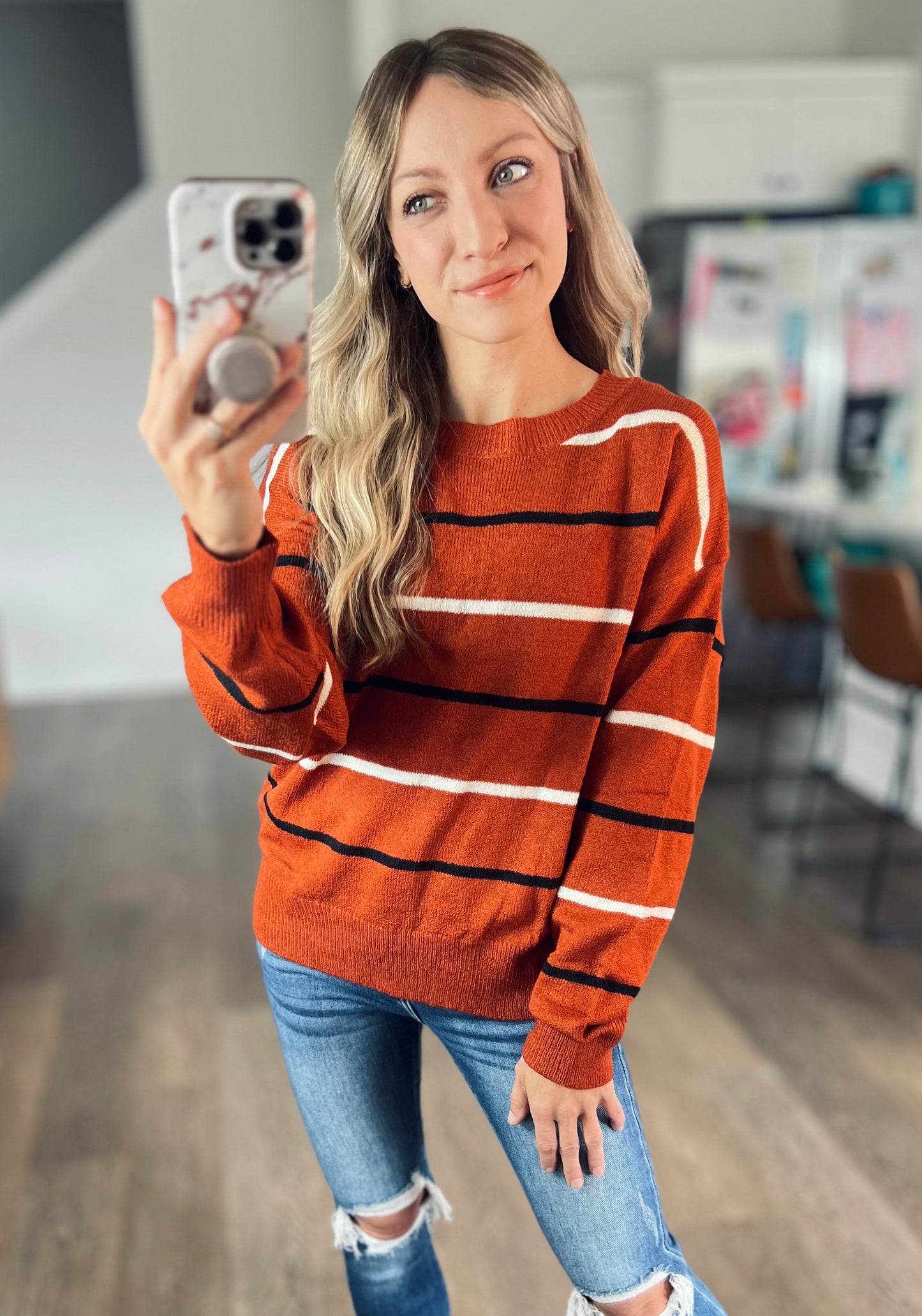 *free ship today* Mel Stripe Sweater in Toasted Pumpkin