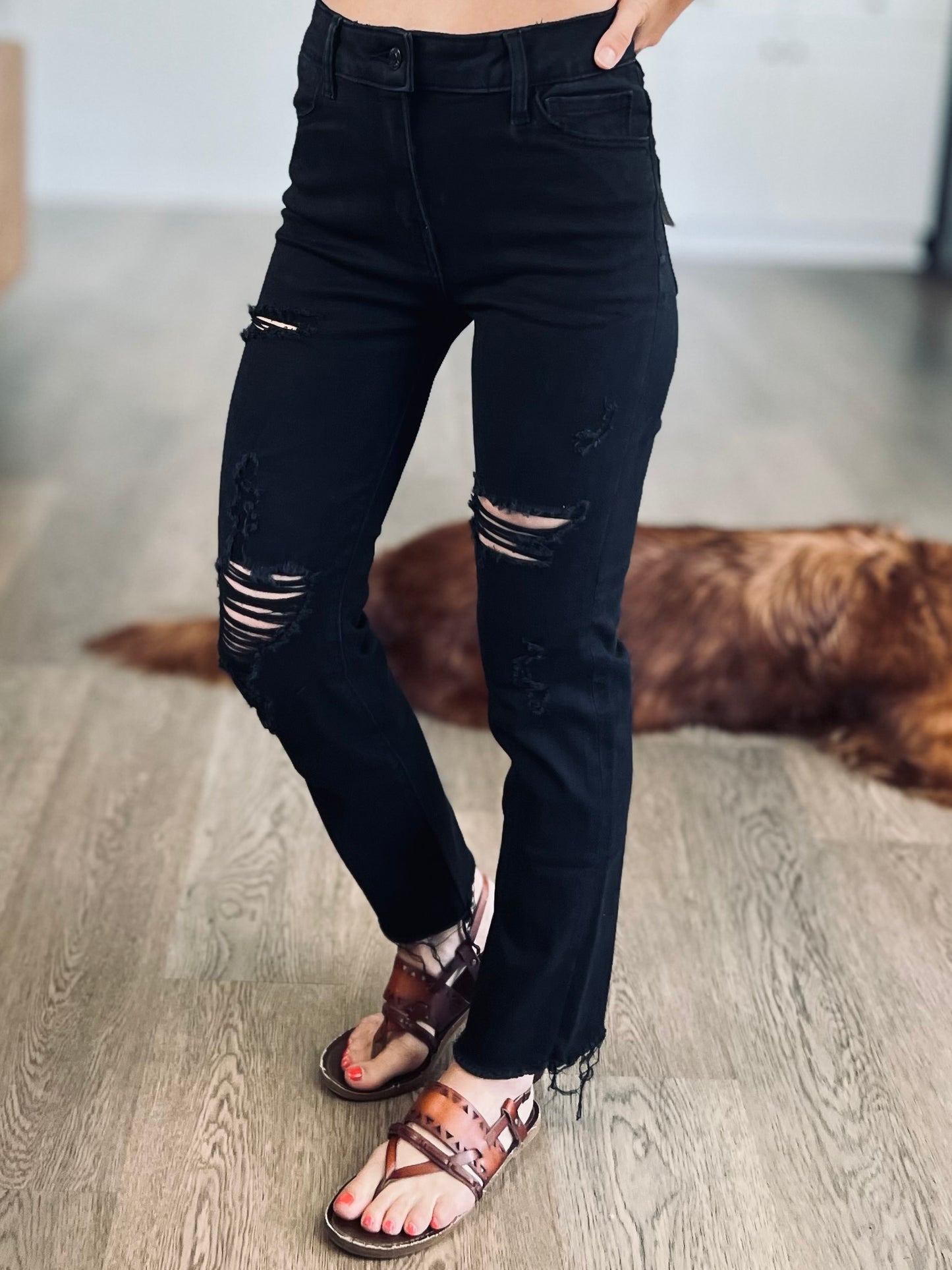 Marion Distressed Cropped Denim - Zenana