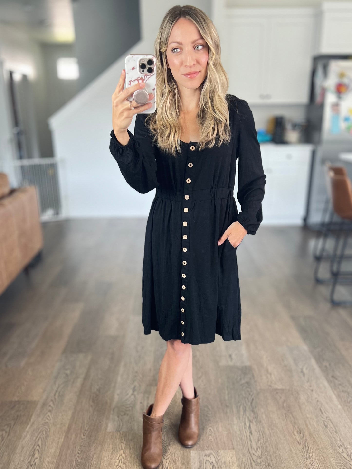 Cora Long Sleeve Button Down Dress