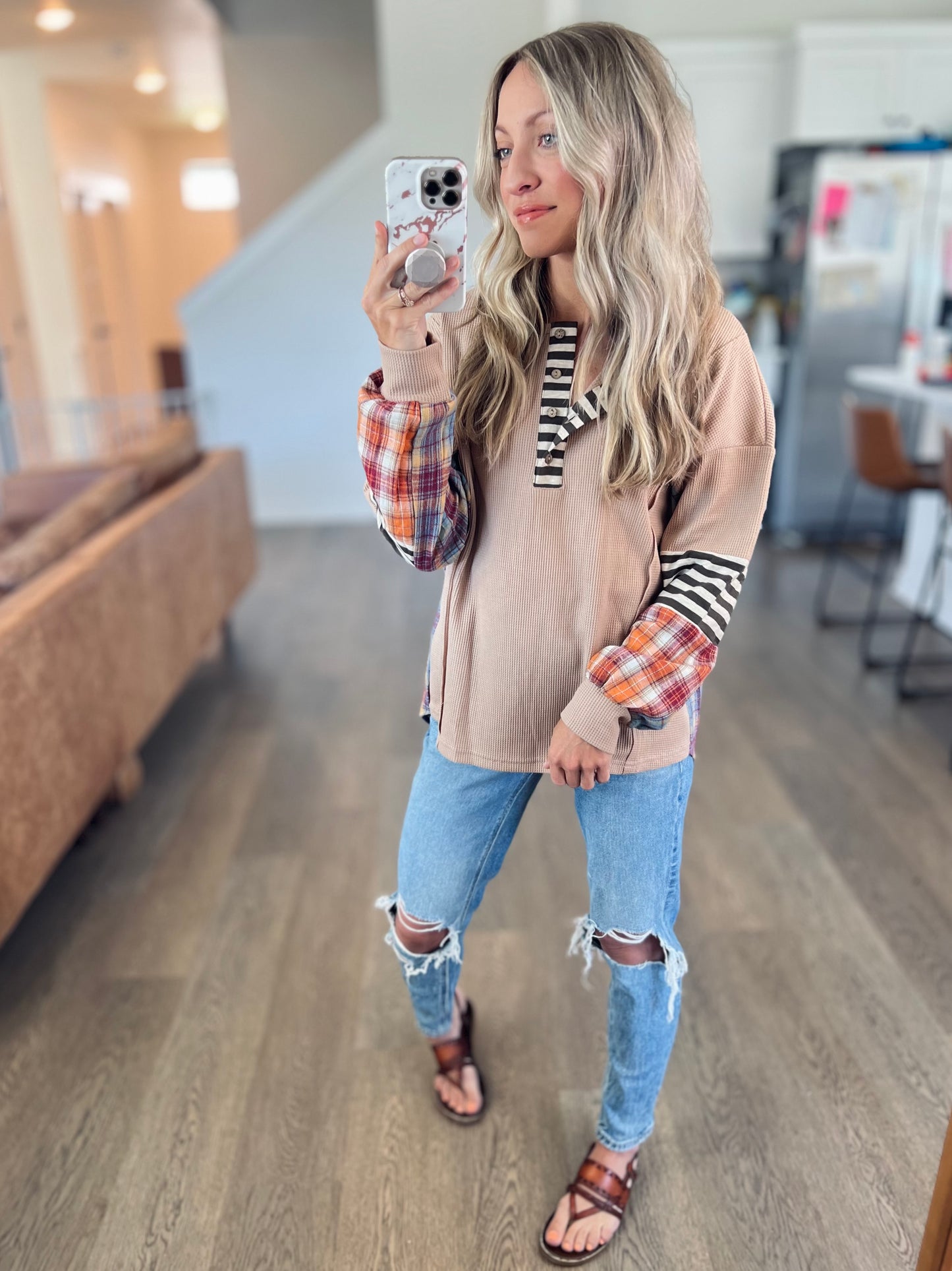 Mabel Plaid Henley