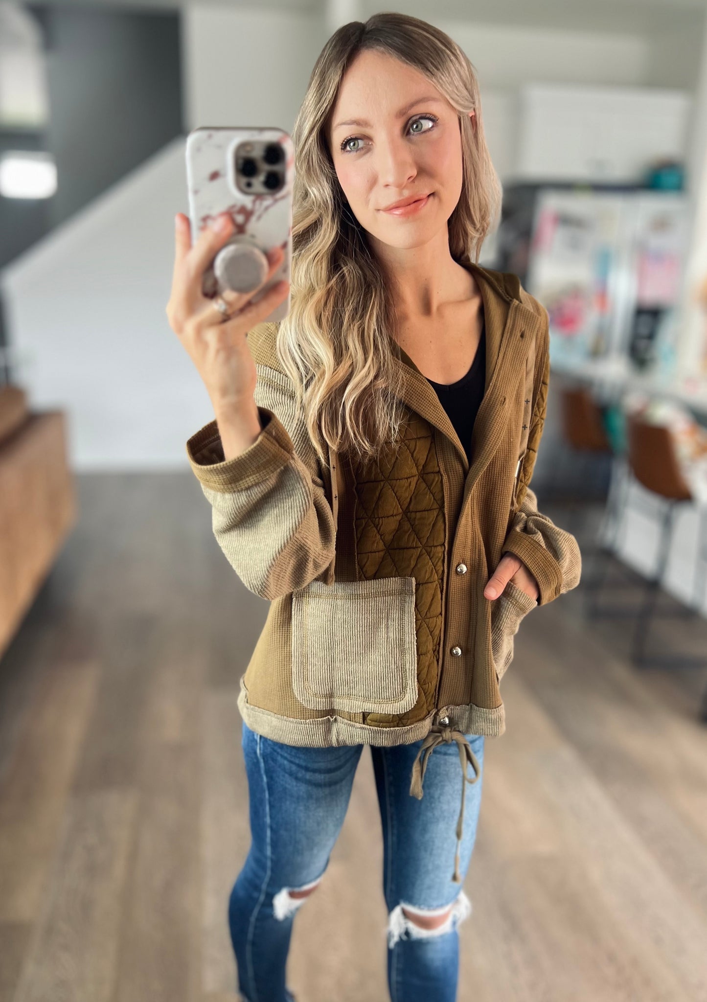 Kline Quilted Button Hoodie