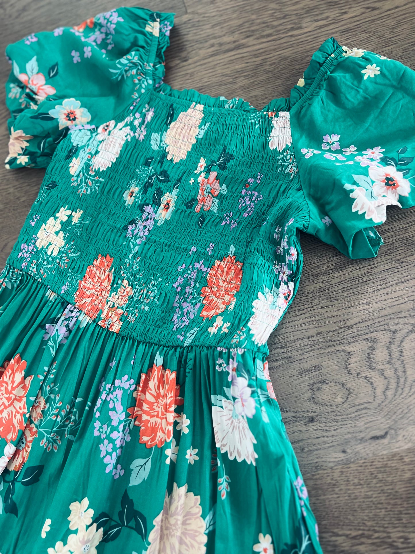 Lydia Midi Dress in Green Florals